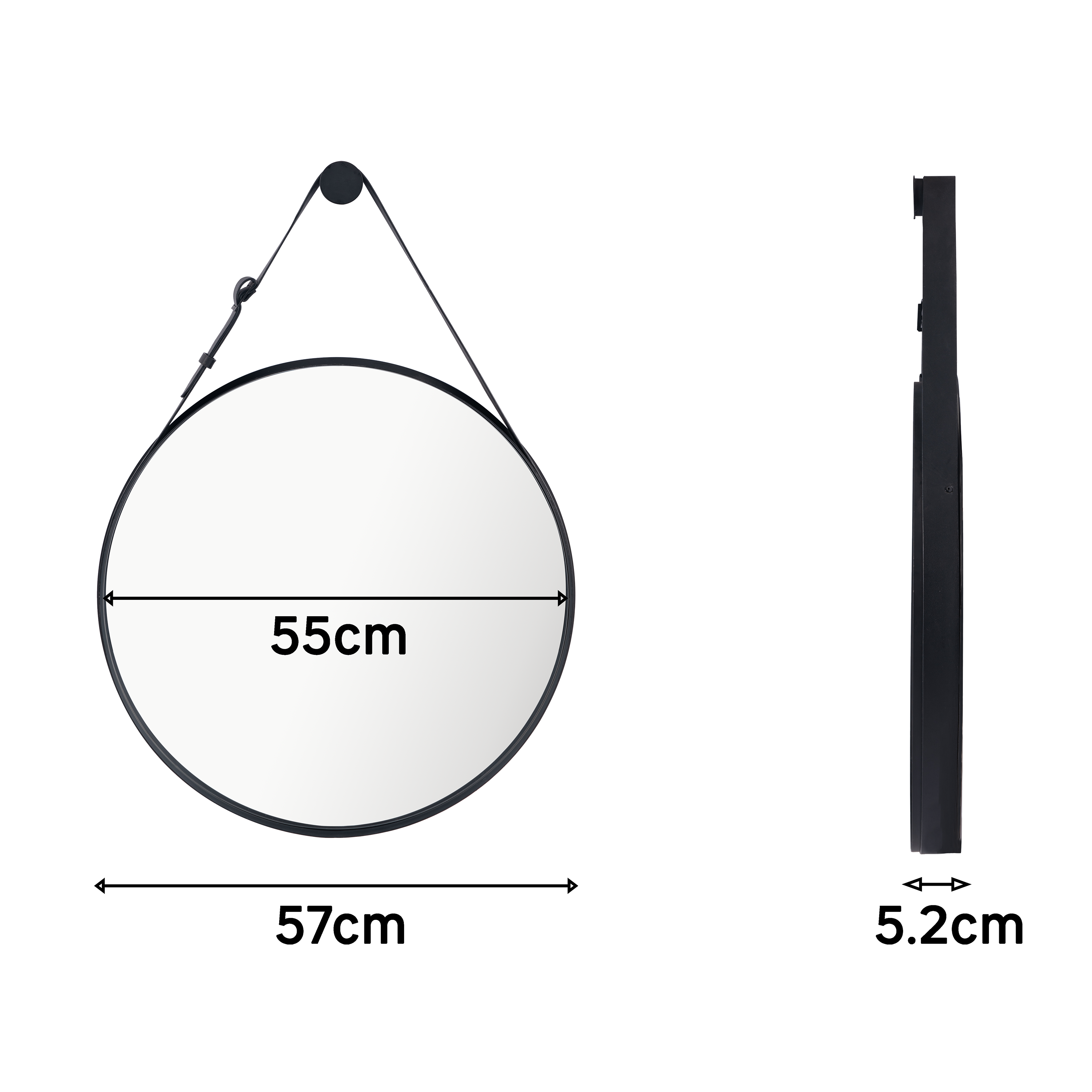 Lustro okrągłe Barbier czarne na pasku śr. 57 cm z uchwytem Inspire - 24