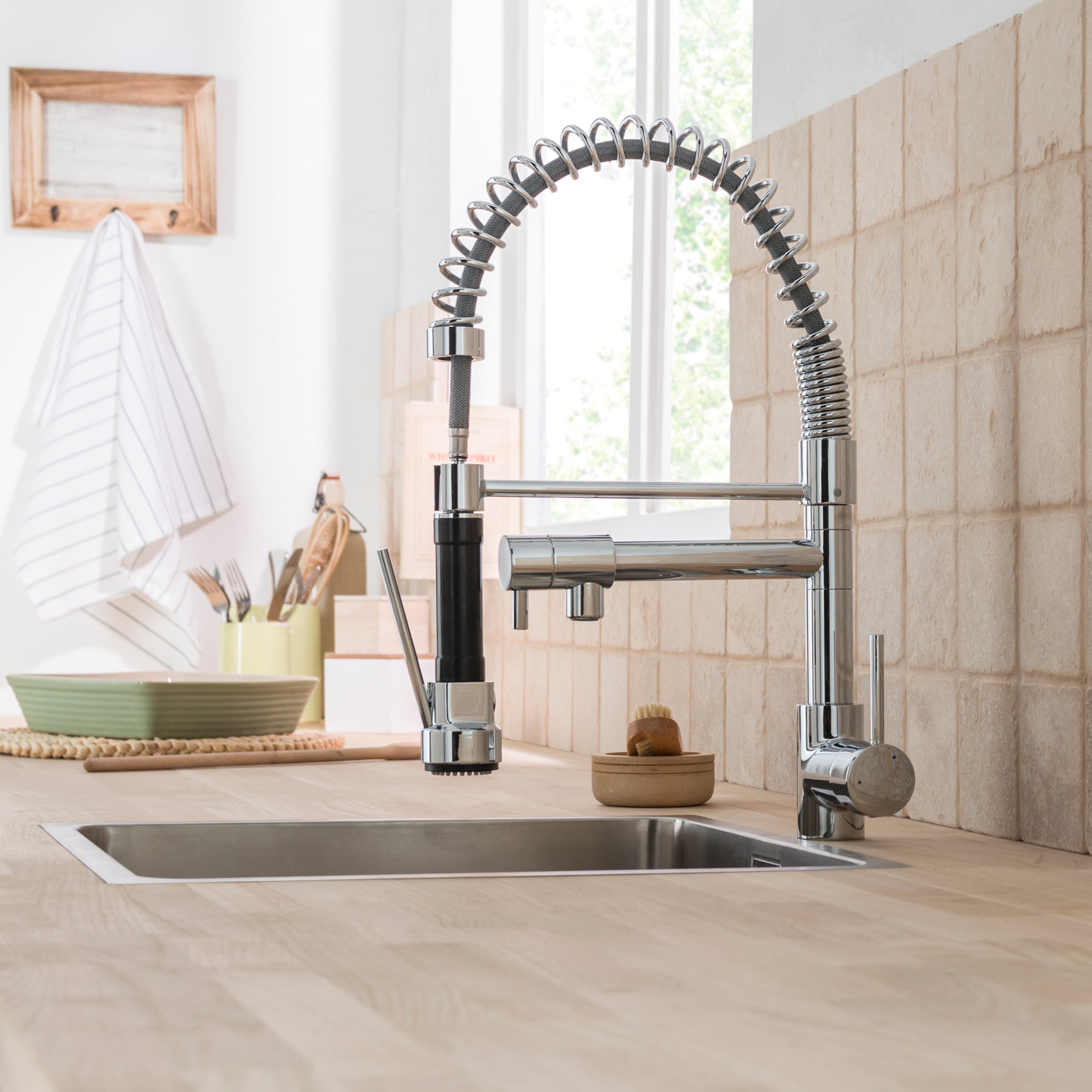 Mitigeur de cuisine avec douchette DELINIA Alain argent - 2