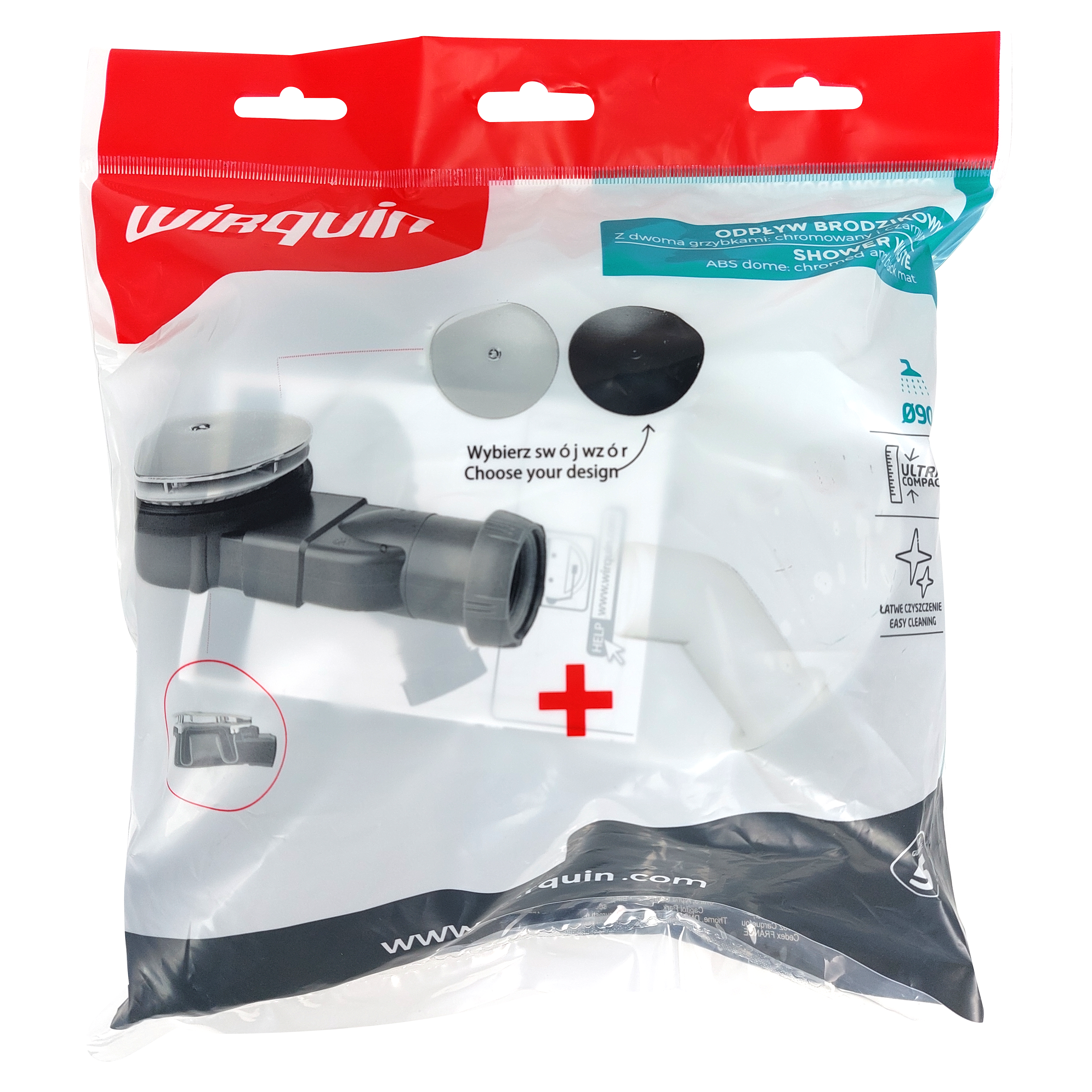 Odpływ brodzikowy niski 90mm czarny Slim WIRQUIN - 7