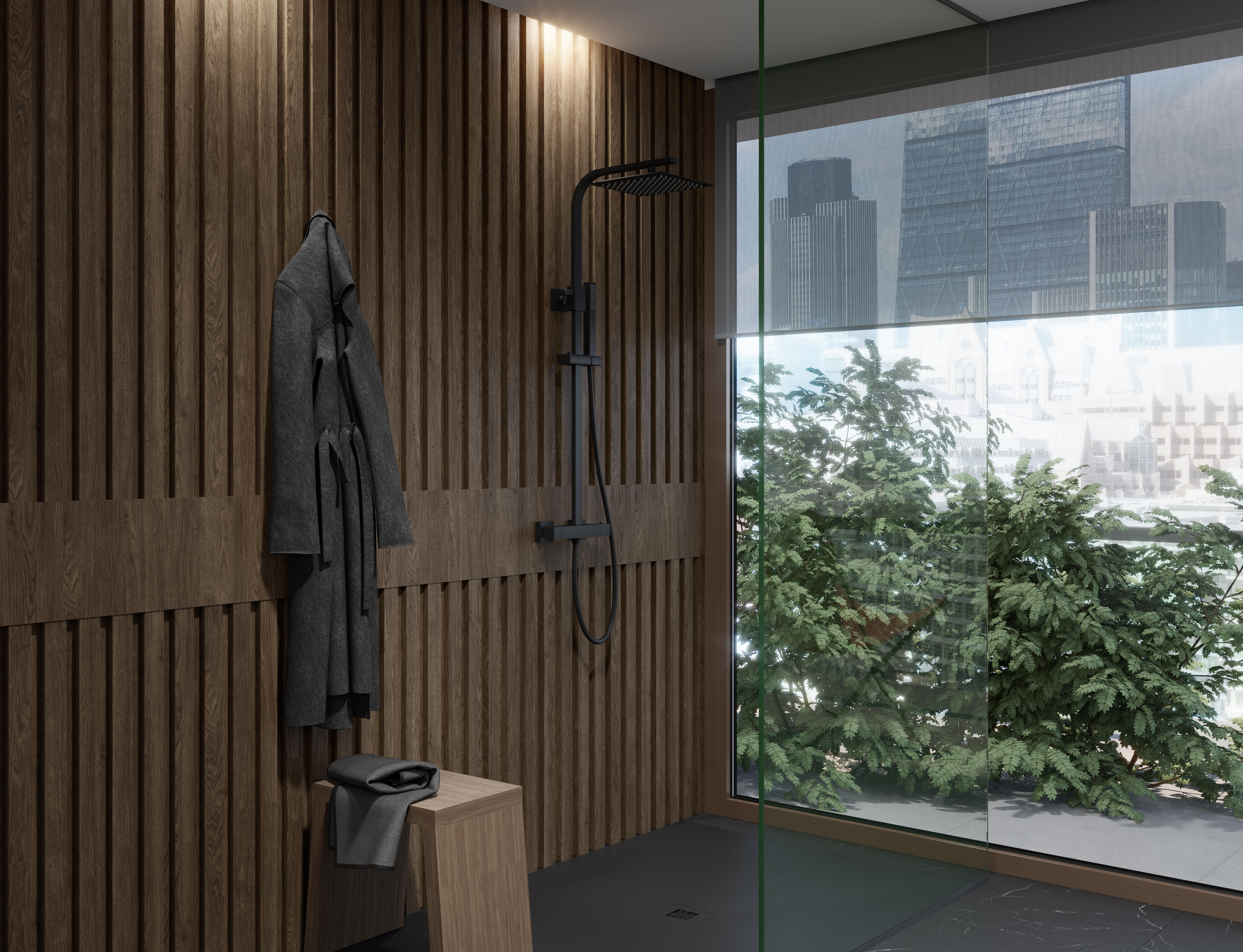 Columna de ducha termostático Onyx negro - 2