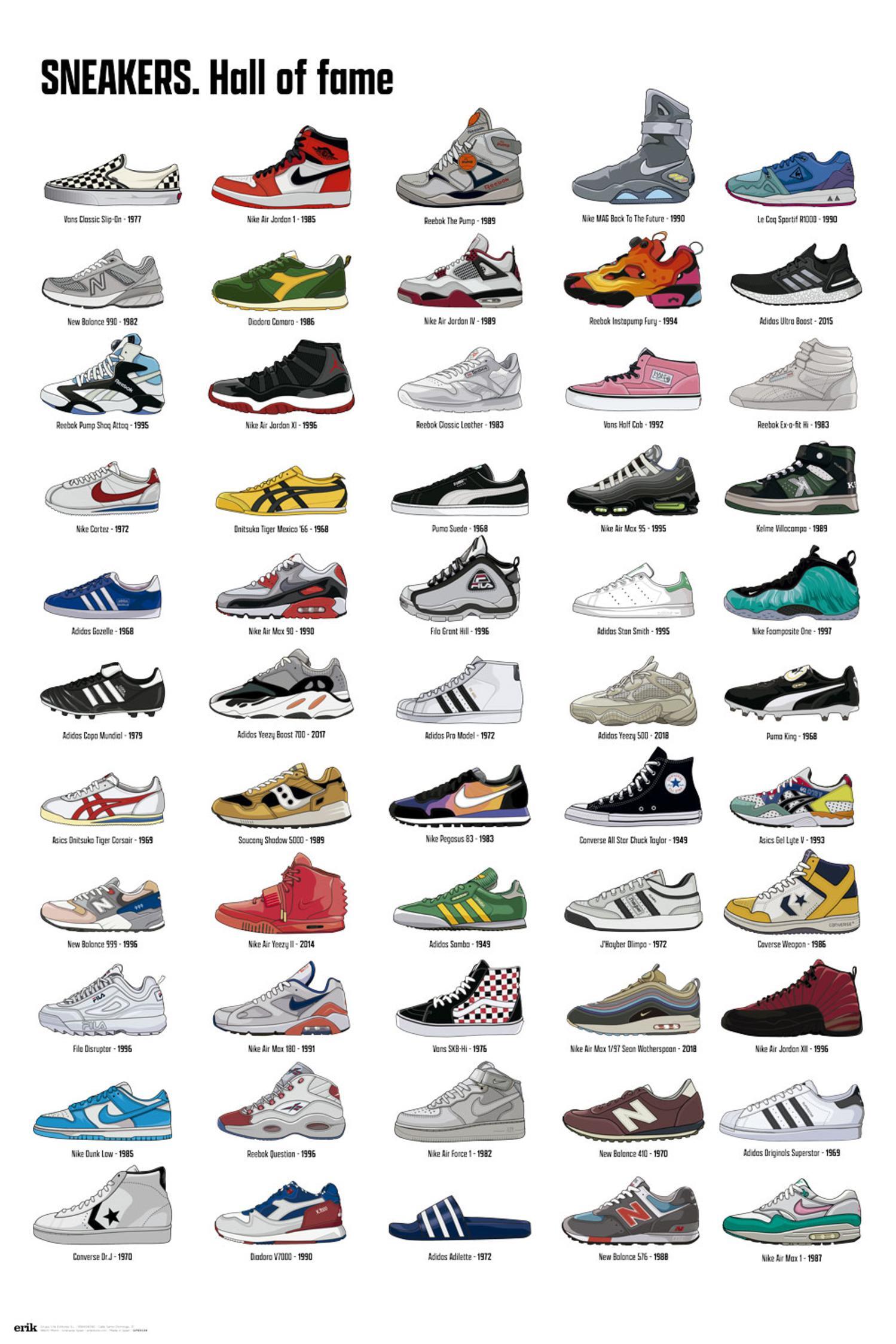 Póster Objetos rectangular de 61 x 91.5 cm. Papel Sneakers Hall Of Fame multicolor - 2