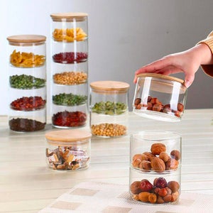 Lot De 3 Bocaux En Verre Avec Couvercle Liège - 500ml 700ml 1000ml - Pots Hermétiques Cuisine Épices