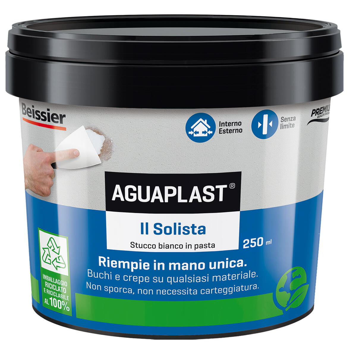 Aguaplast Rapid Fill Stucco In Pasta 1kg | Riparazione Muri Effetto Intonaco | Essicazione Rapida - Grigio - Foto 9