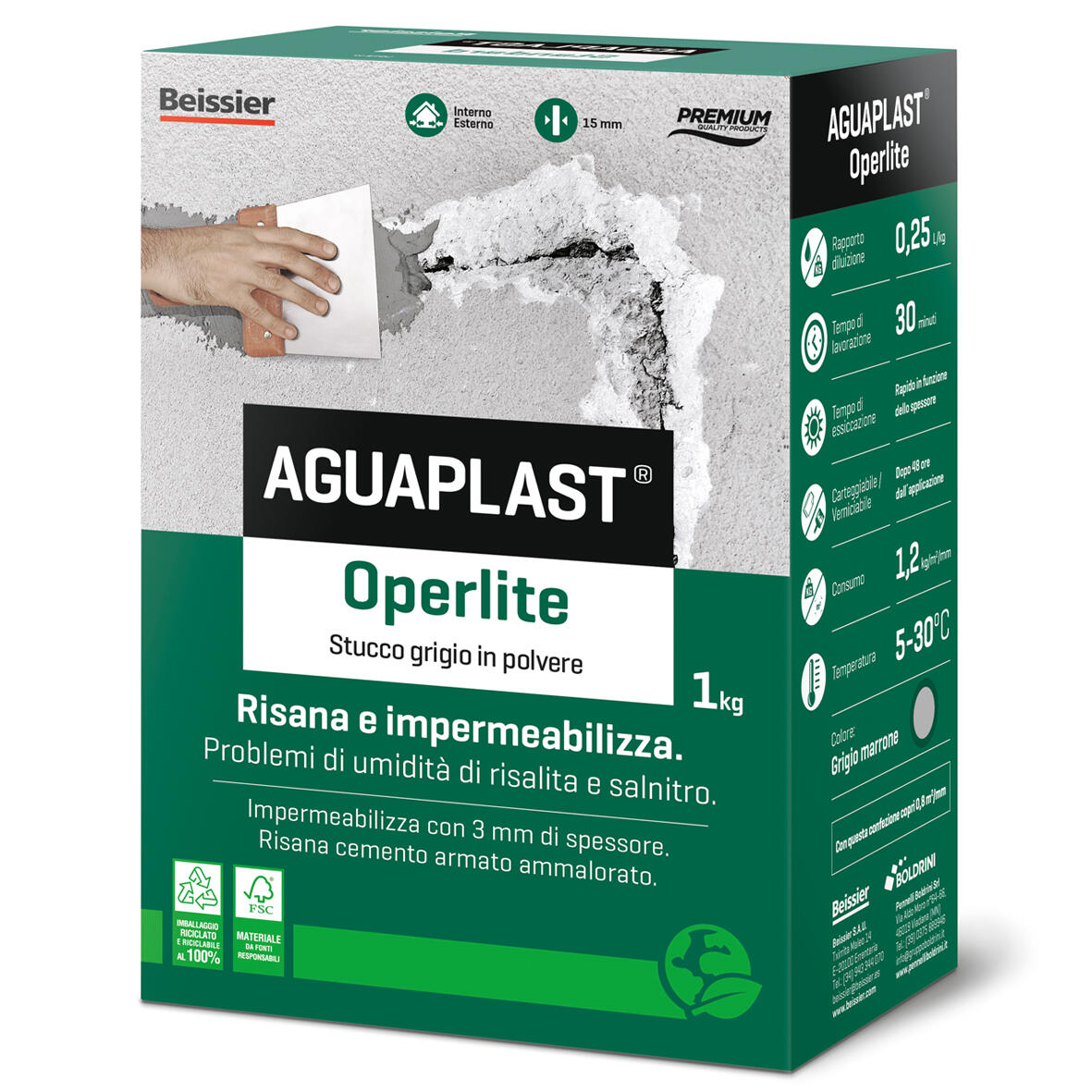 Stucco in polvere per esterno AGUAPLAST Operlite 1 kg grigio | Leroy Merlin