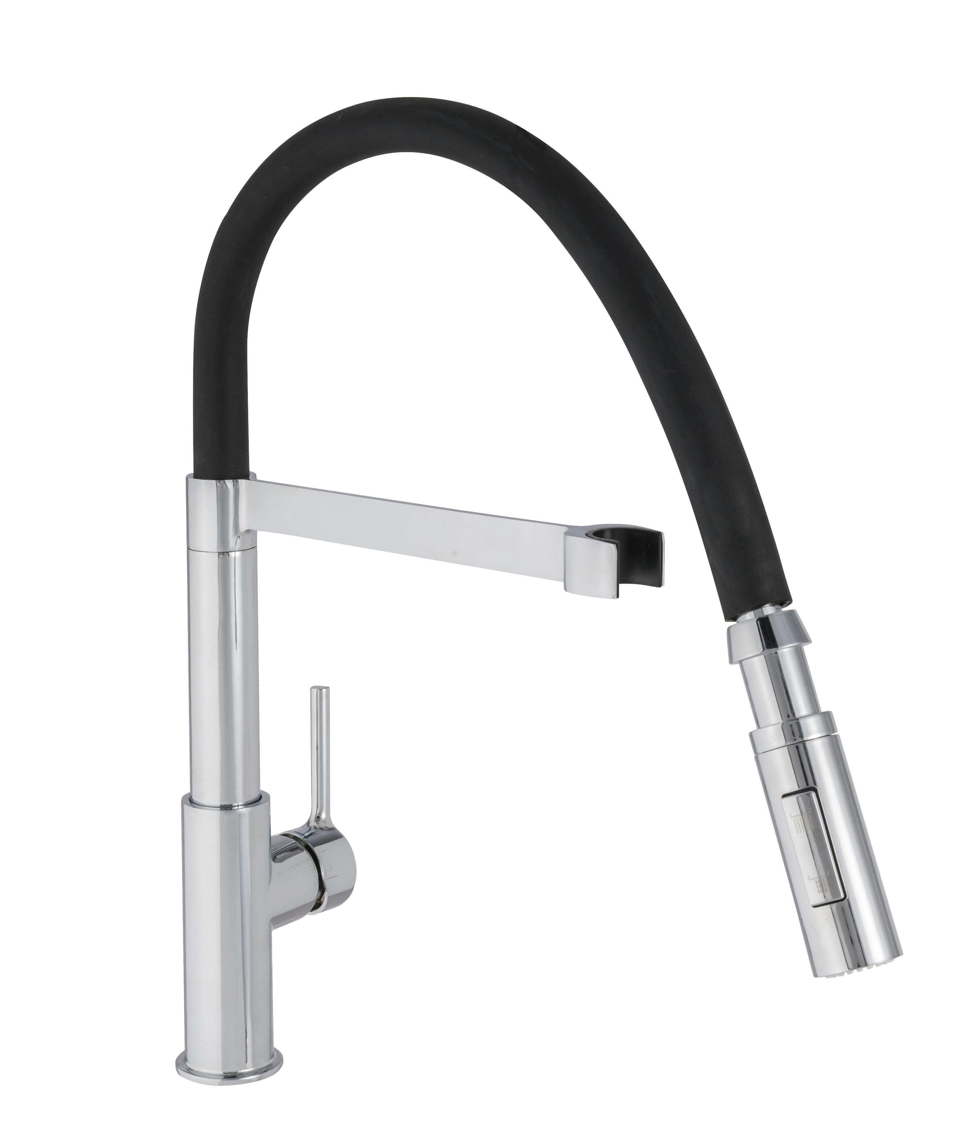 Rubinetto da cucina con doccetta a collo di cigno Holly nero cromo lucido DELINIA - 11