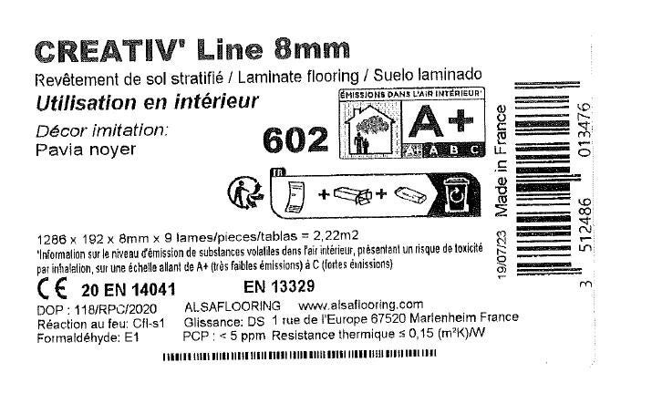 Sol stratifié CREATIV LINE pavia naturel, Ep.8 mm - 5