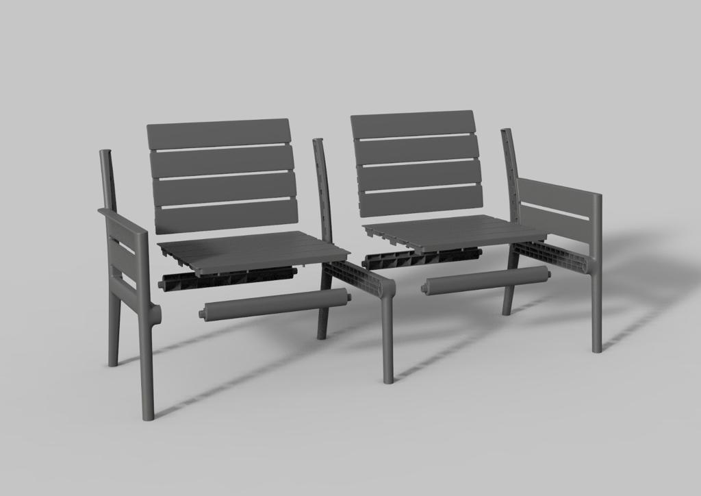 Salon bas de jardin PANKA anthracite résine recyclée, 4 personnes - 3
