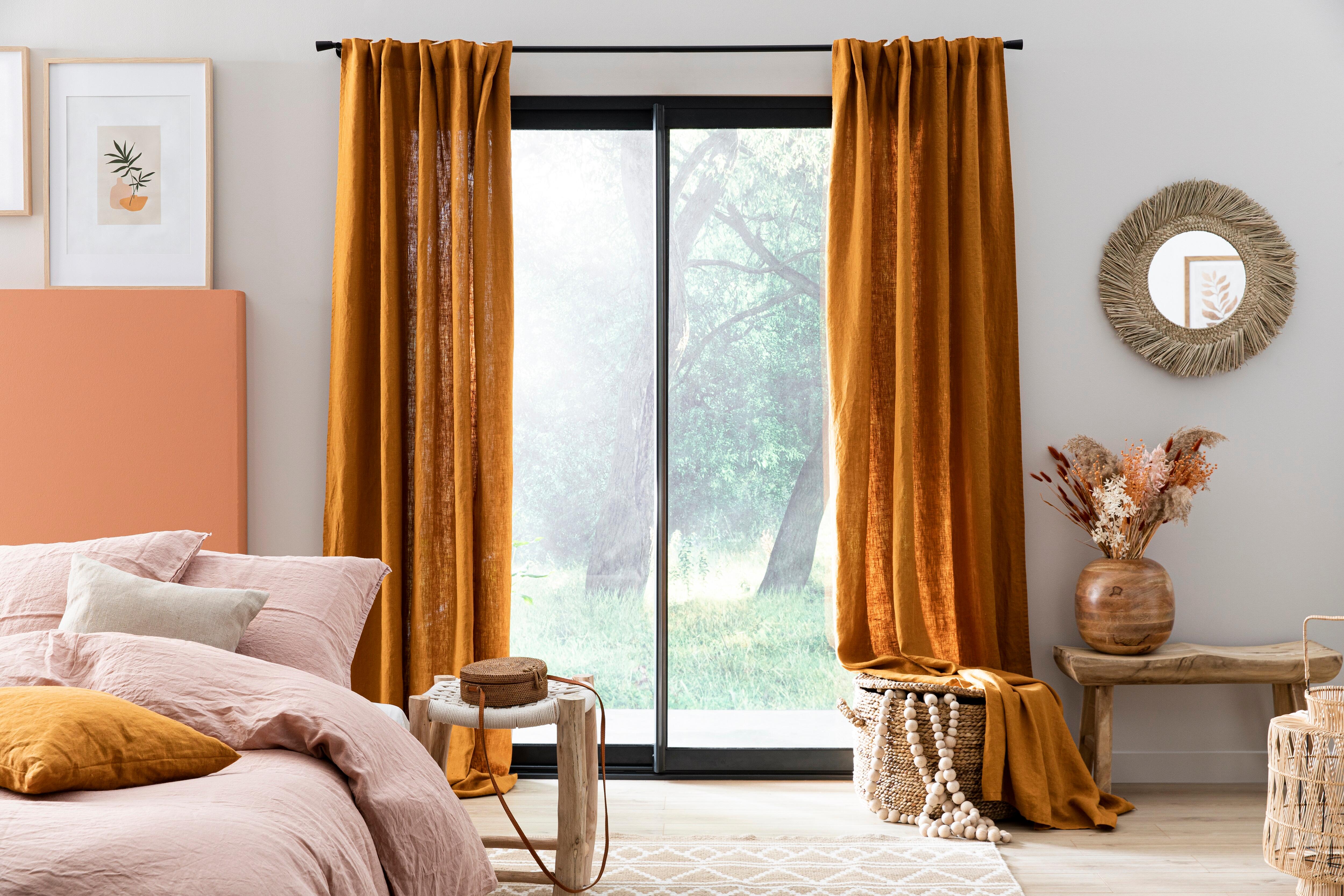 Cortina cinta fruncida, trabillas Danae 100% lino lavado de 140x280cm INSPIRE liso amarillo solemio. Incluye cinta termoadhesiva - 3