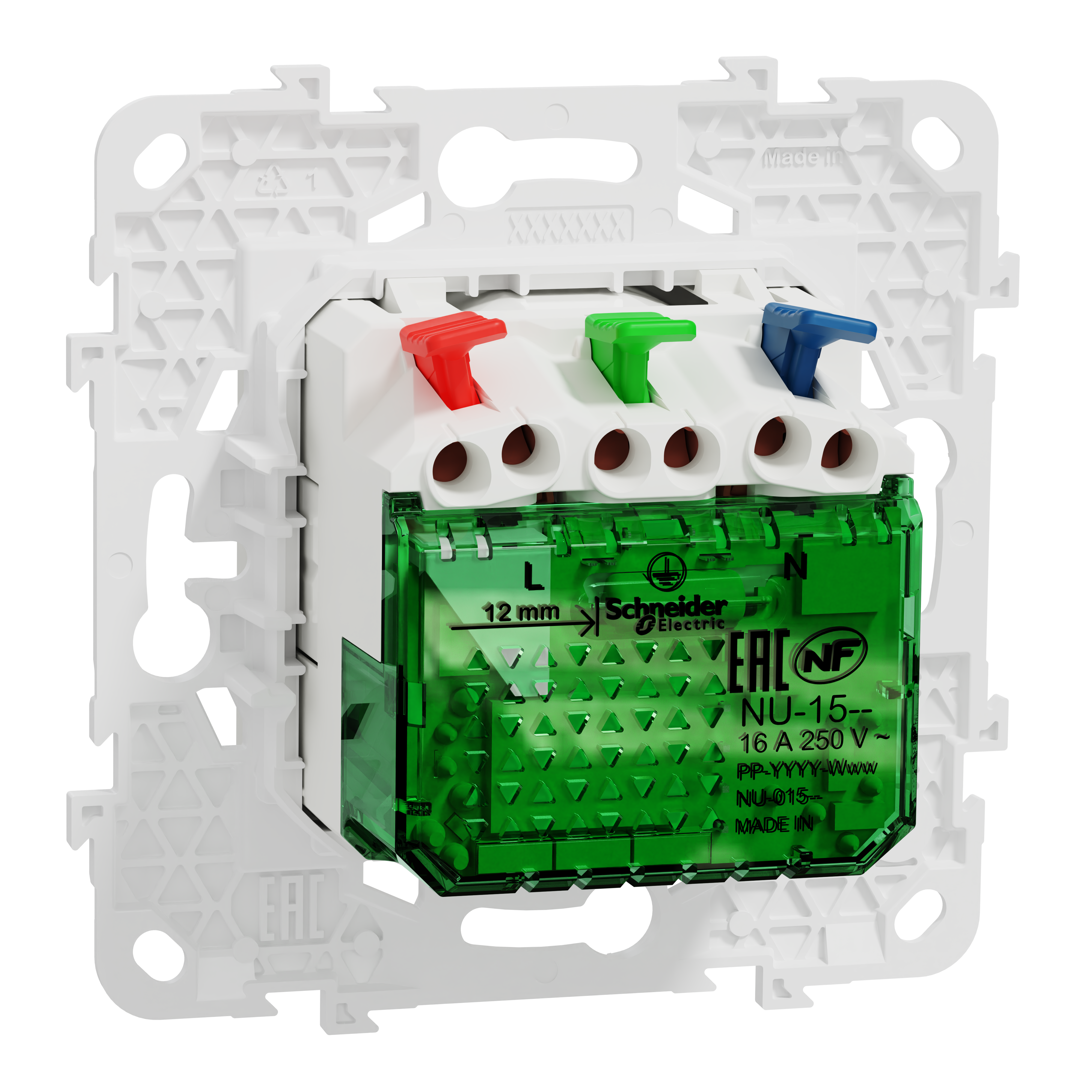 Prise avec terre affleurante avec USB C, à assembler, Unica, Blanc - 2