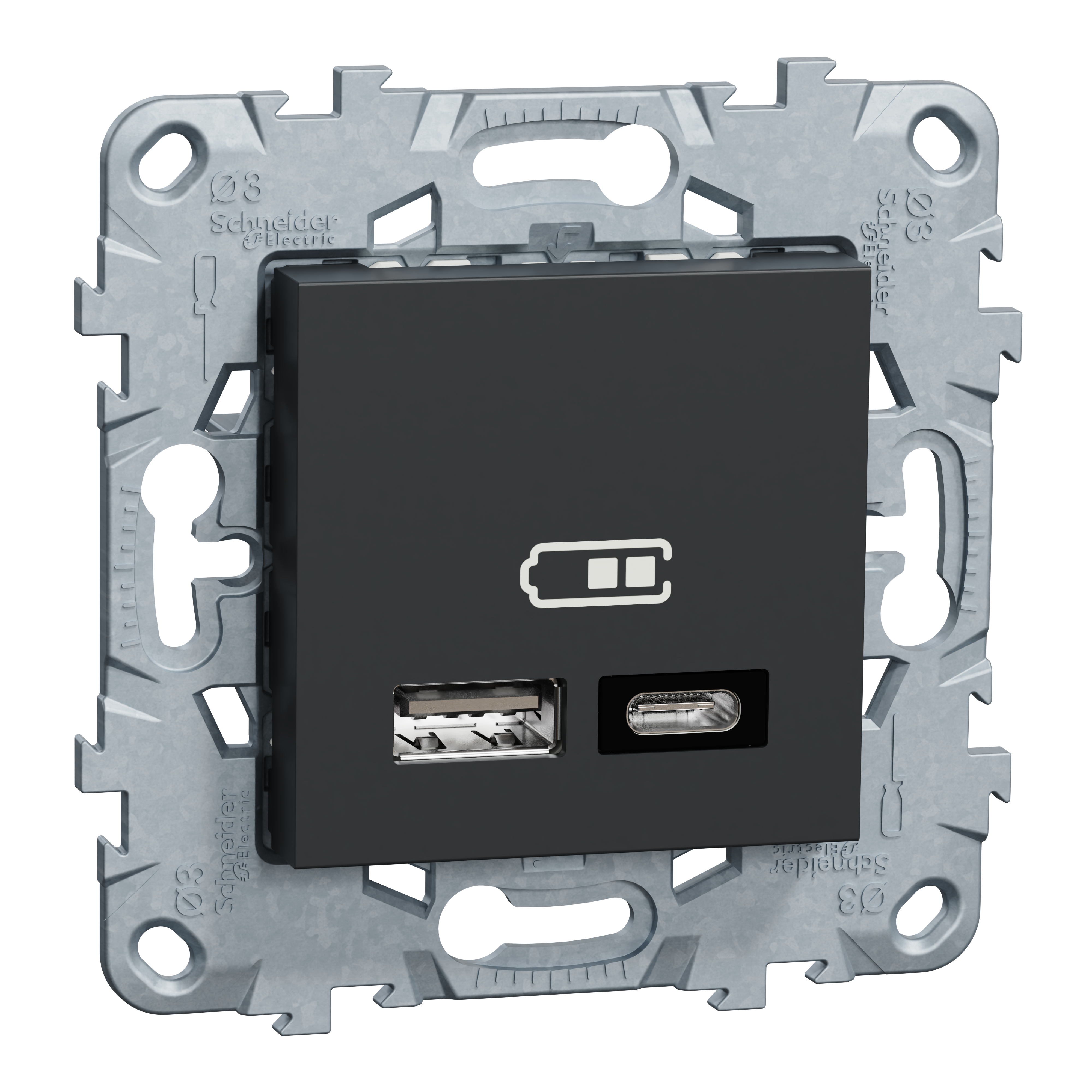 Prise HDMI Schneider Altira Anthracite Pré-câblée - Compatible Legrand 78778, Neuve Hors Emballage