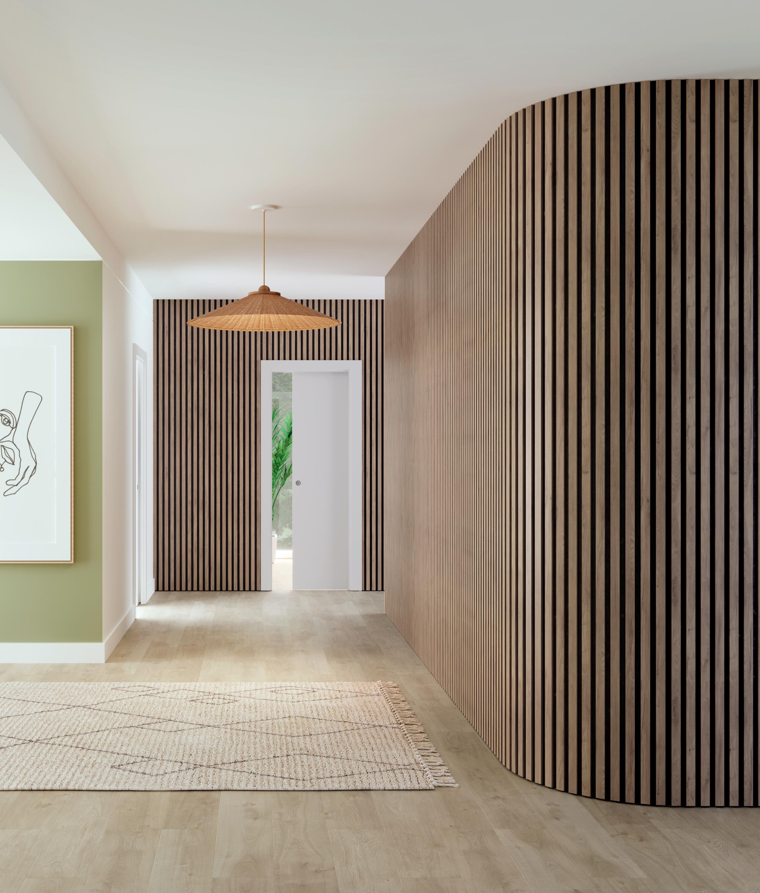 Revestimiento de pared palillería efecto 3D MDF acústico bicolor roble/negro de 244x60,2cm - 8