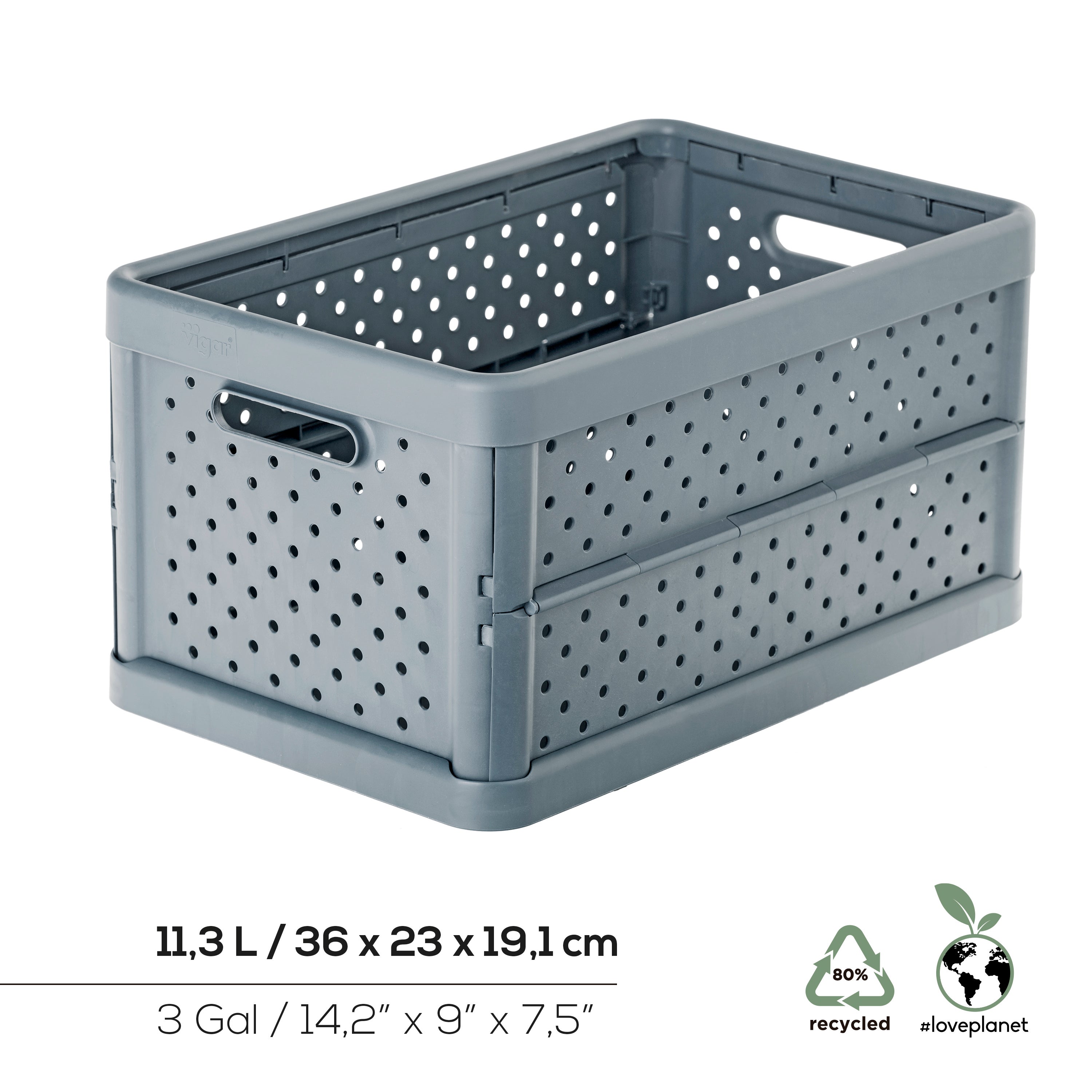 Caixa de arrumação dobrável 23x36x19 cm 11L cinza - 6