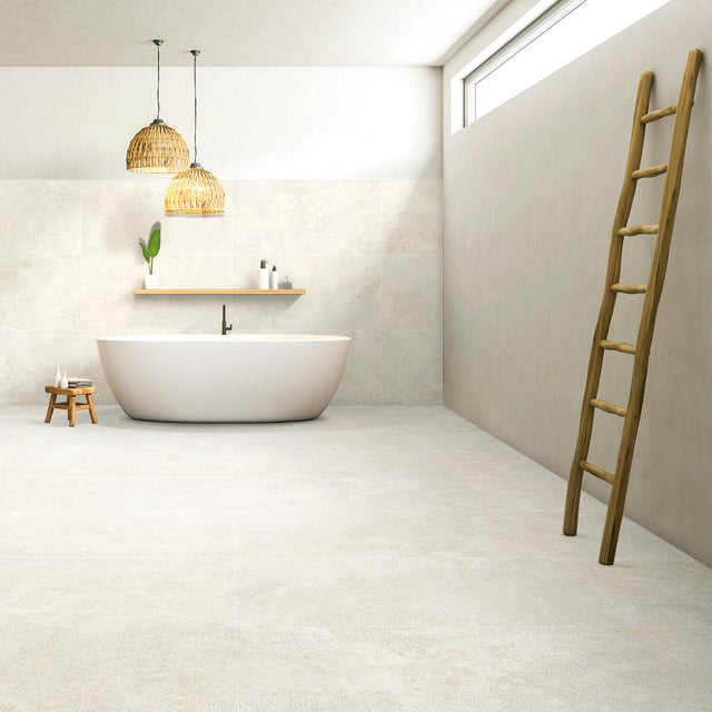 Piastrella da pavimento e rivestimento interno ed esterno in gres porcellanato 60 x 120 cm rettificato bianco opaco Concraft Milk R10 traffico molto intenso (pei 5/5) Sp. 9.2 mm 1.44 mq