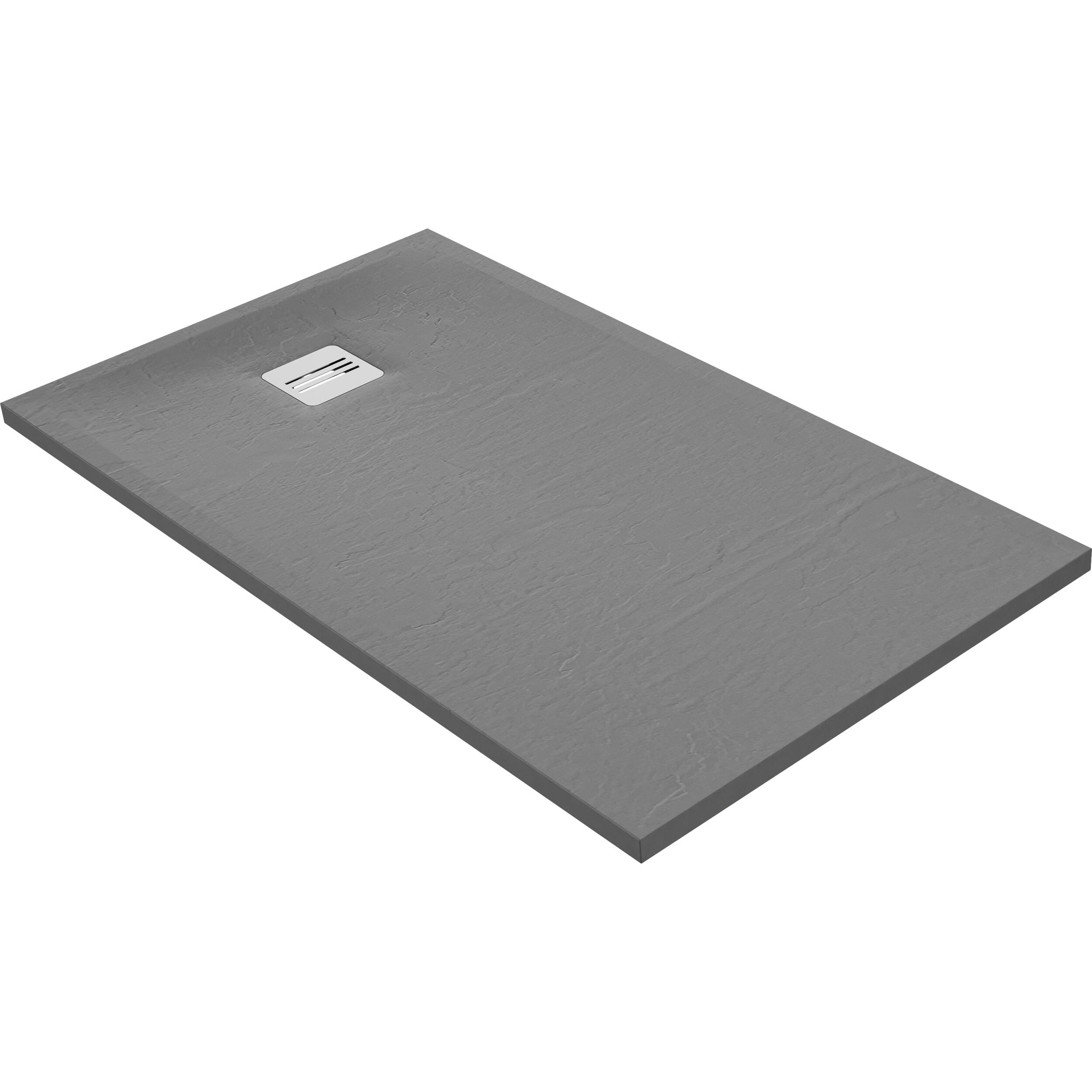 Receveur de douche extraplat, résine, gris L.140 x l.80 cm, Remix light - 3