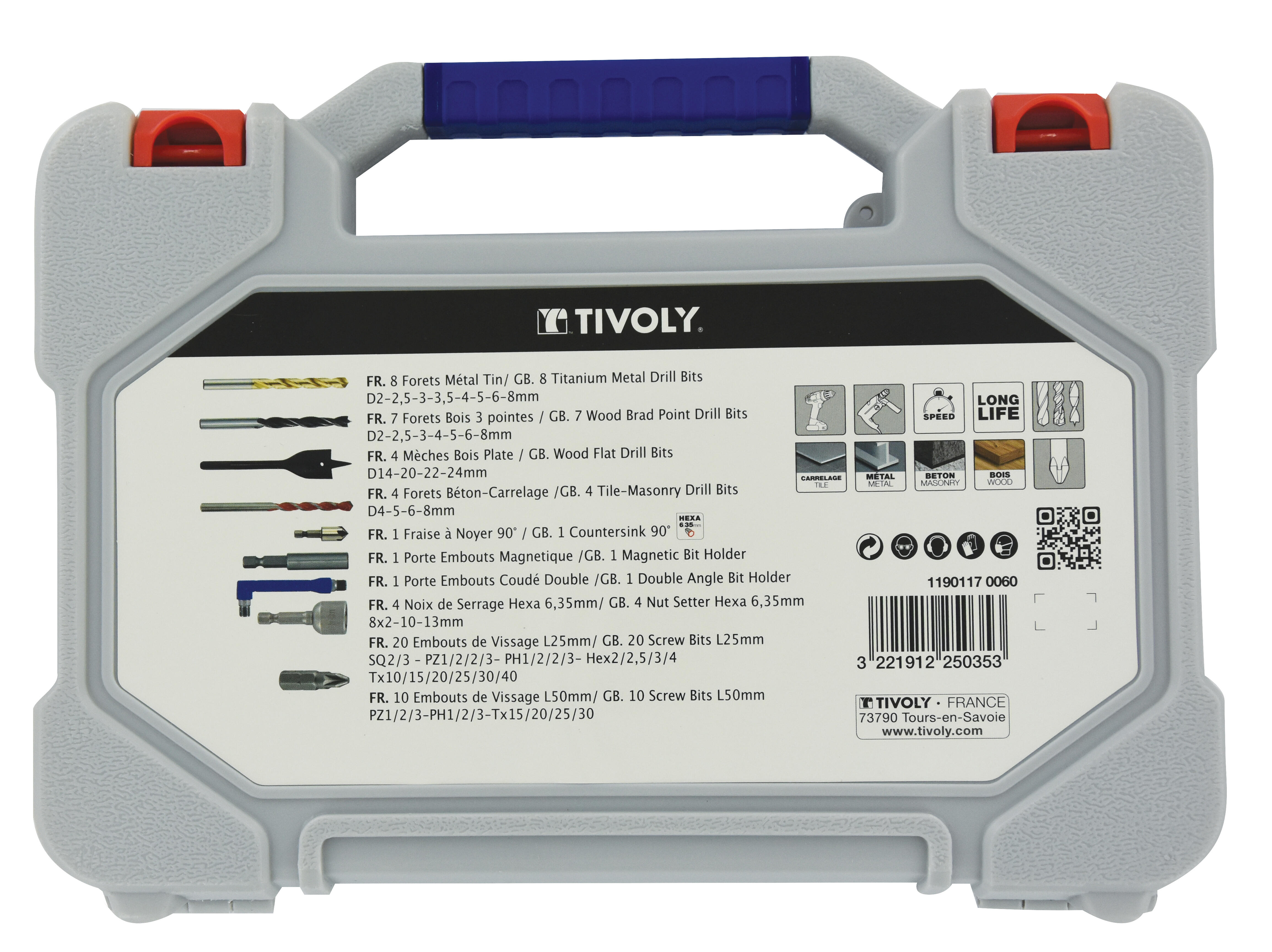 Coffret de 60 pièces perçage et vissage multimatériaux, Diam. 2 à 24 mm  TIVOLY - 4