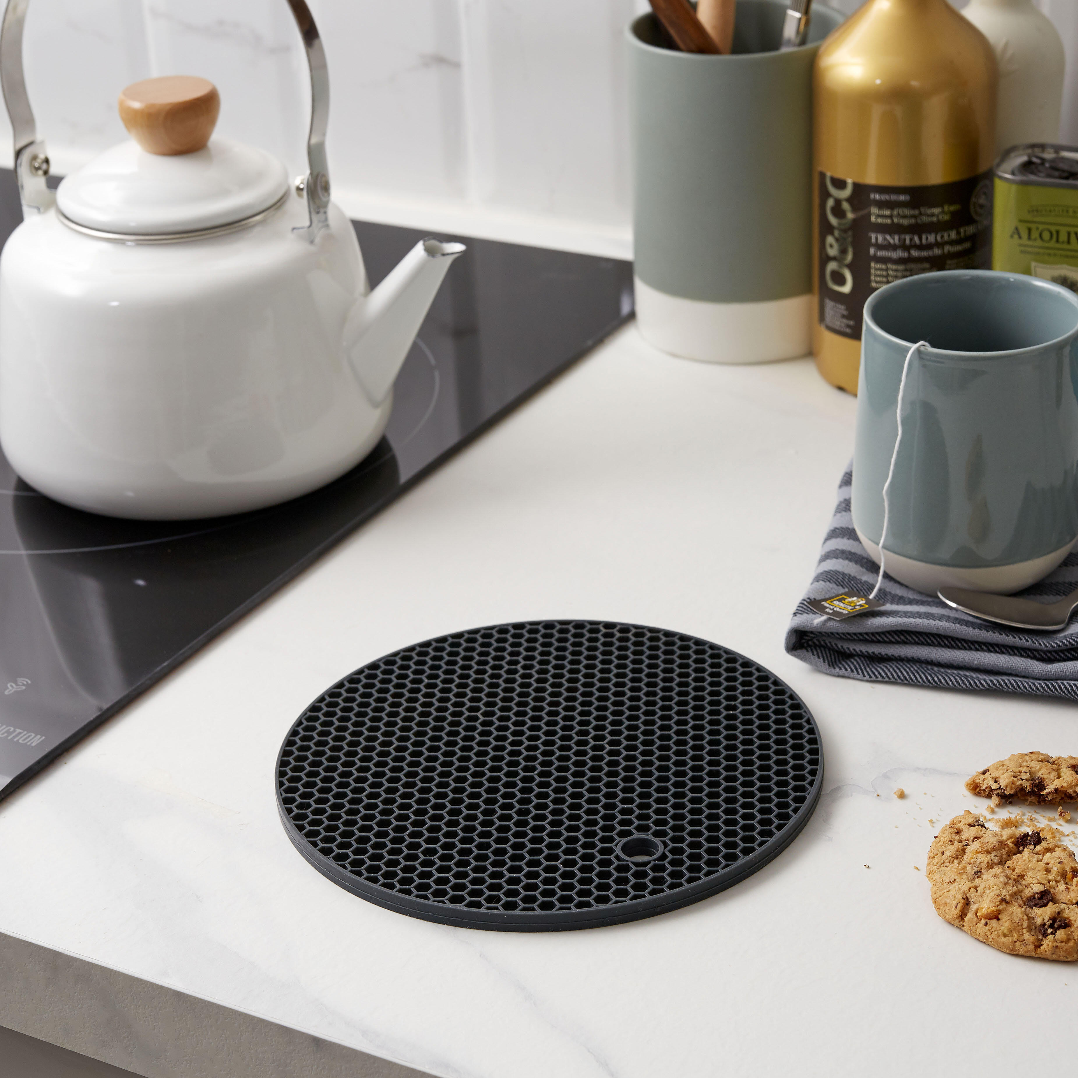 Base para panela circular silicone 18 cm cinza escuro Delinia - 3