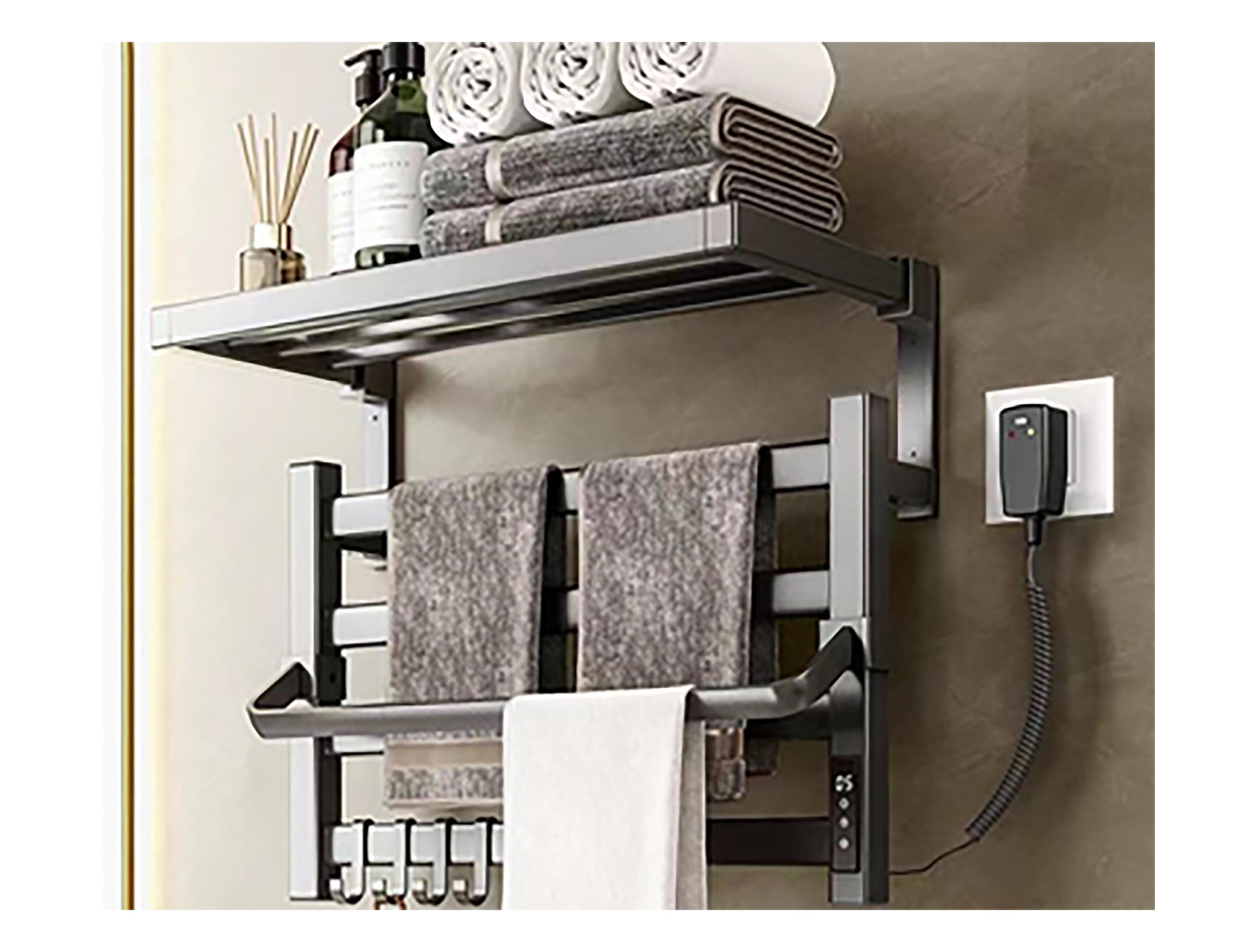 Toallero elec c/estante negro ntw-09