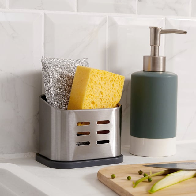 Porte-éponge inox gris / argent DELINIA L.11 x H.8,5 cm