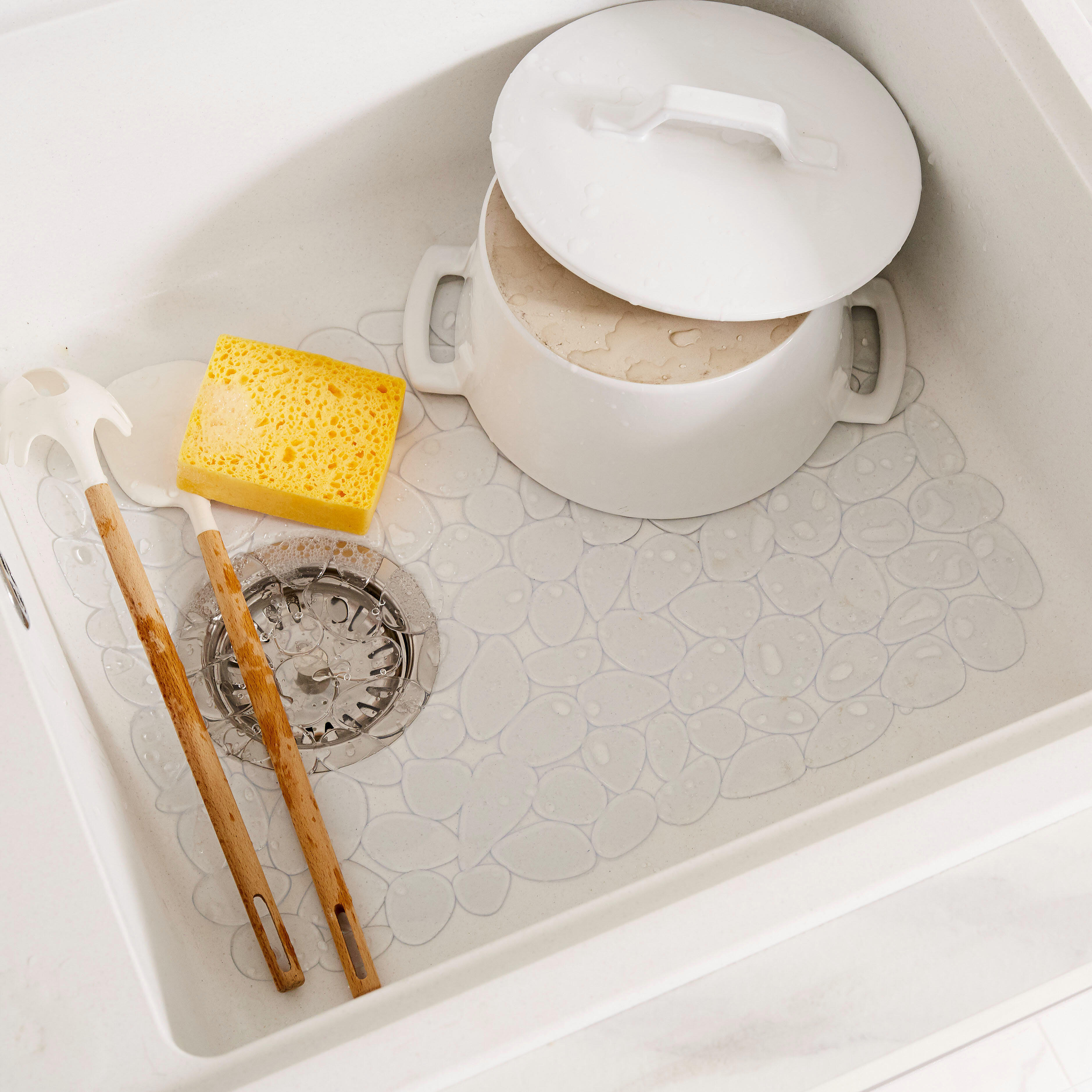 Tappetino Protettivo Per Lavello - 30x40 Cm In Gomma, Antiscivolo E Igienico, Colore Bianco - Foto 8