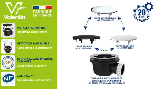 Siphon bidet bi-matière - joint intégré, Connectic VALENTIN Diam