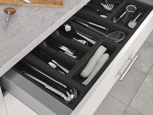 Set 5 porta utensilios para cajón cocina DELINIA ID acacia 1 L + 2