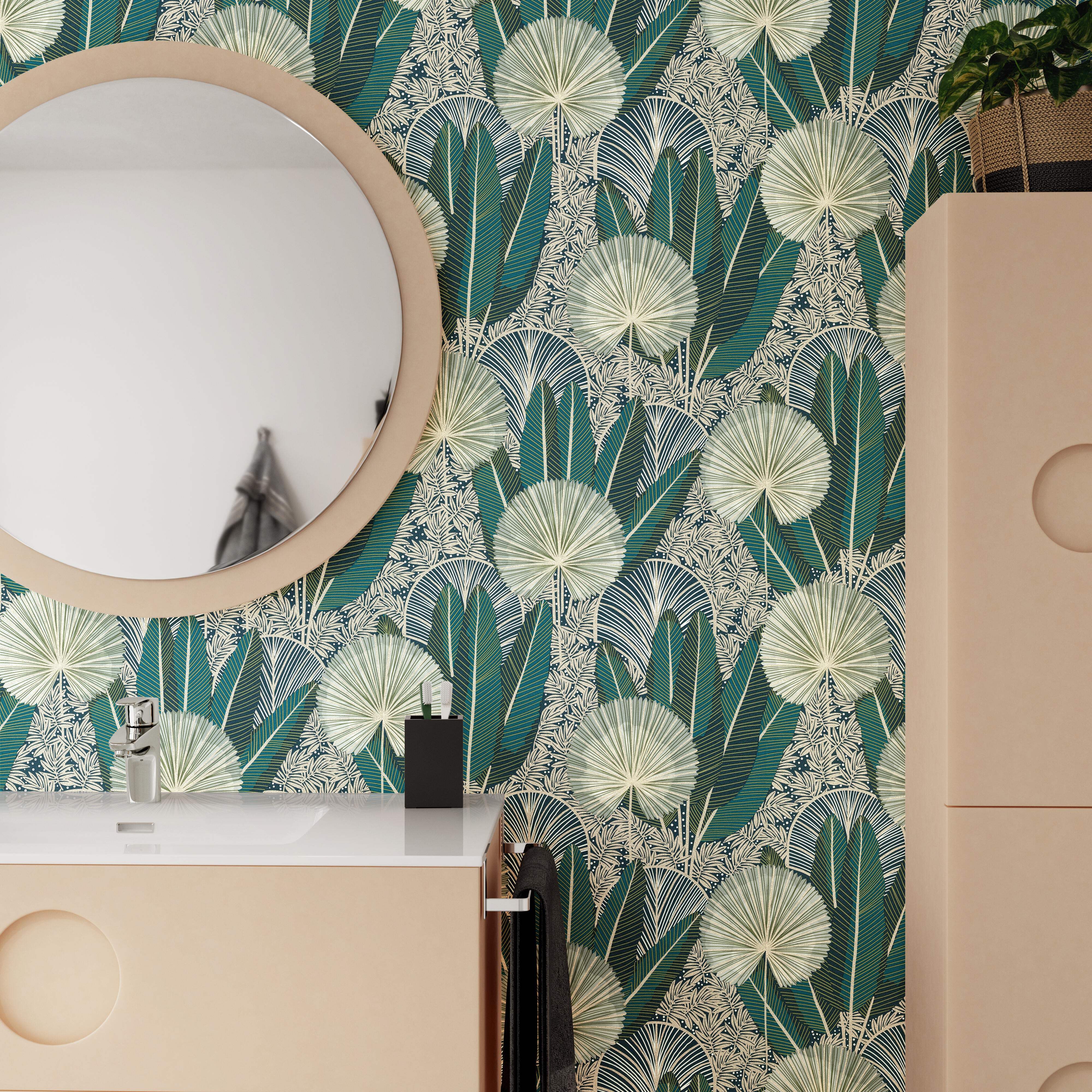 Papel pintado vinilo naturaleza asperia verde