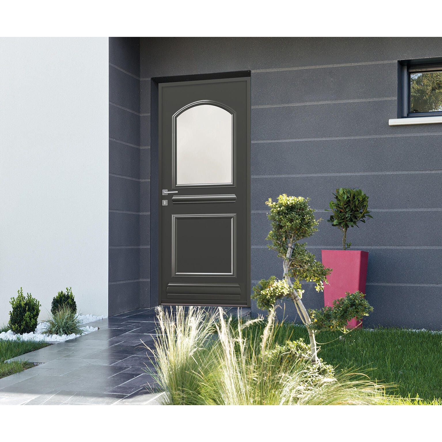Porte D entr e Alu Ovea H 215 X L 90 Cm Vitr e Gris Anthracite porte-d-entr-e-alu-ovea-h-215-x-l-90-cm-vitr-e-gris-anthracite