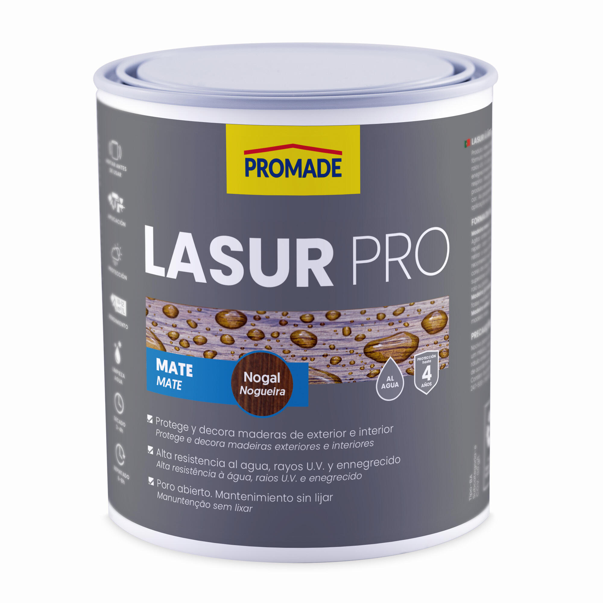 Protector madera exterior color nogal para caseta de jardín, mobiliario, puerta, ventana PROMADE mate 4L base agua - 2