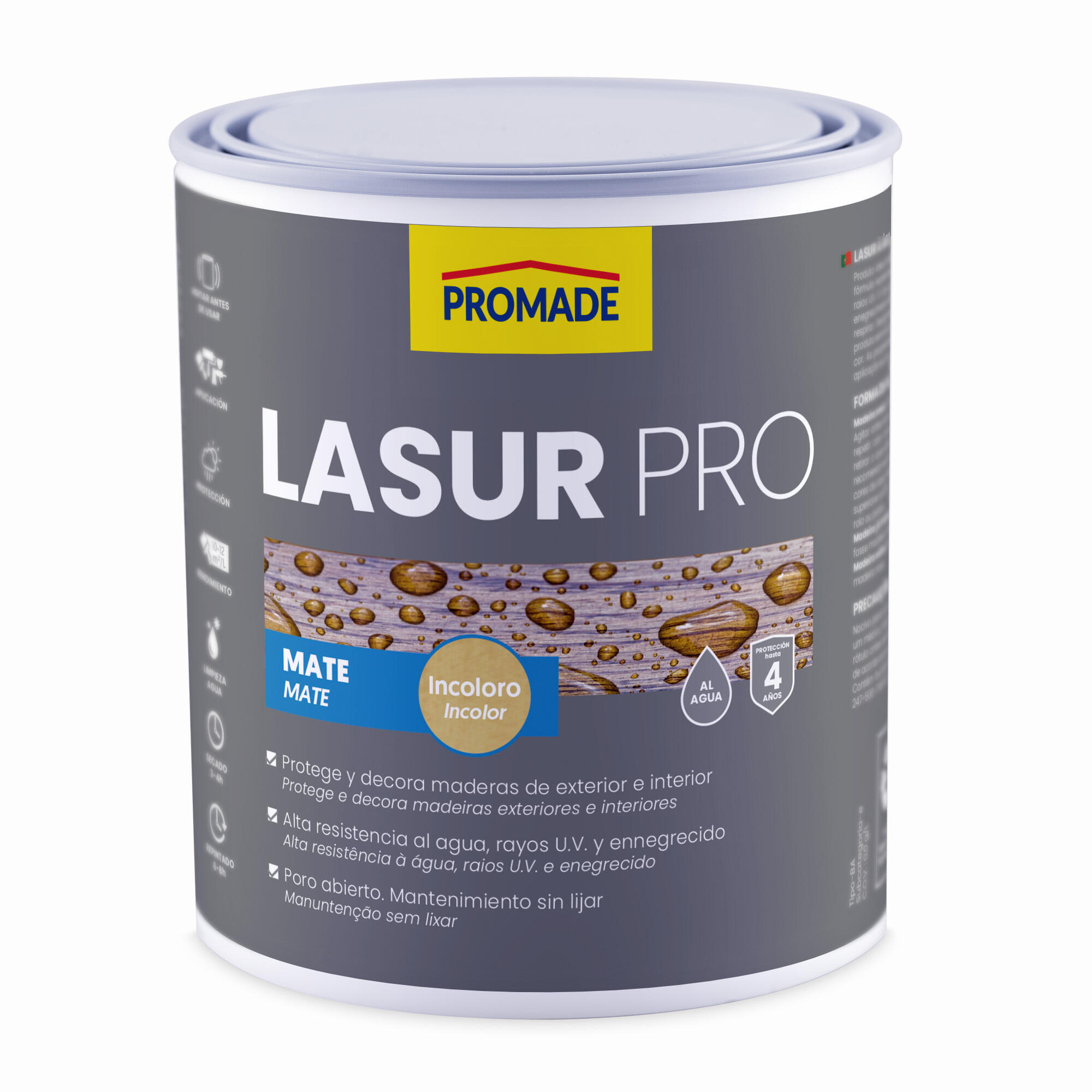 Protector madera exterior color INCOLORO para caseta de jardín, mobiliario, puerta, ventana PROMADE mate 4L base agua - 2