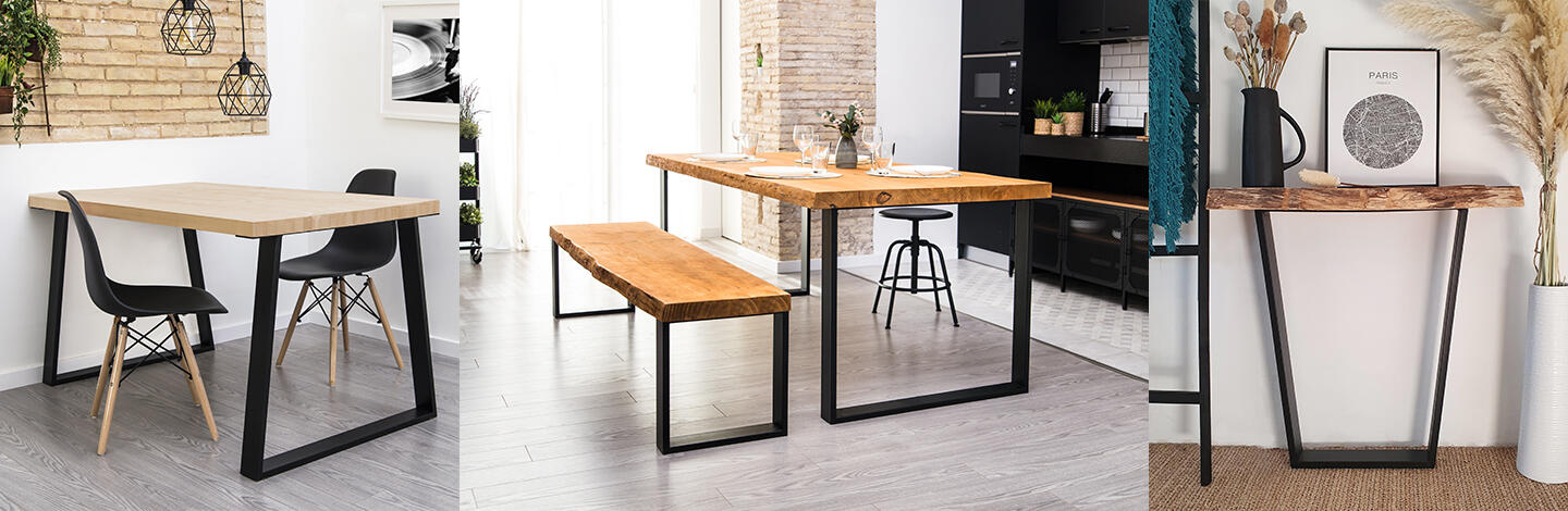 REI Pied pour meubles, tables et bars rectangle à visser acier mat