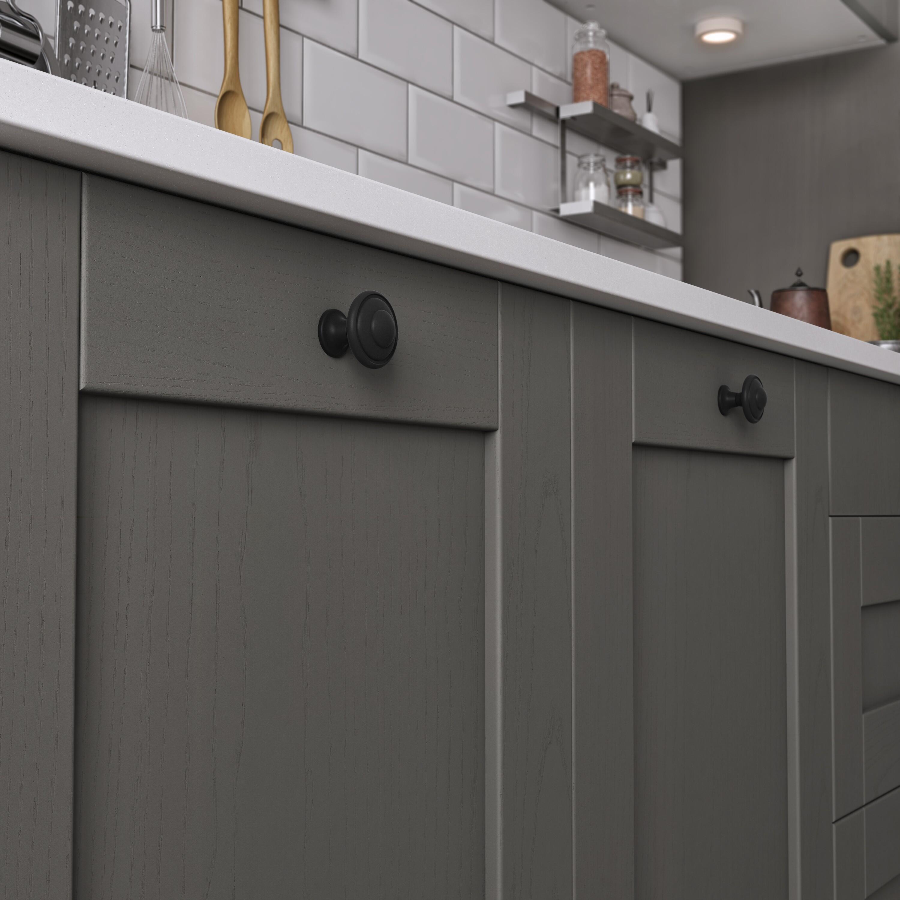 2 boutons de meuble Cylindrique, zamak noir peint - 2