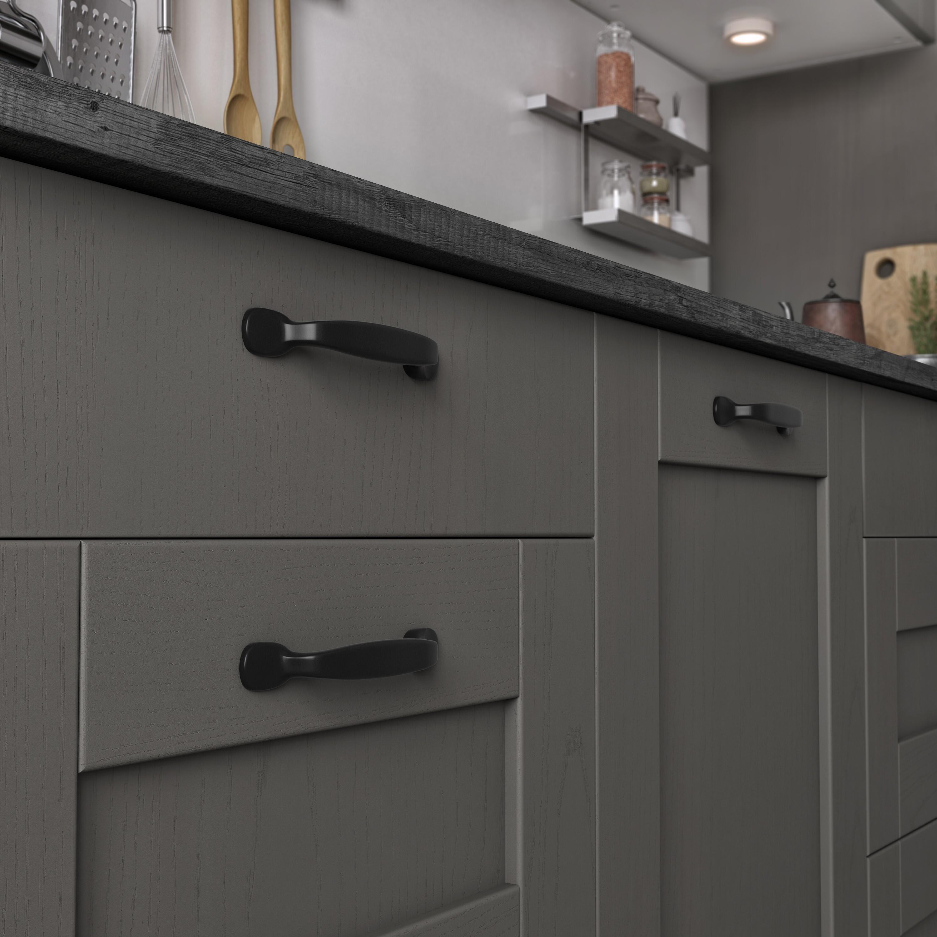 2 poignées de meuble, zamak noir, entraxe 96 mm - 9