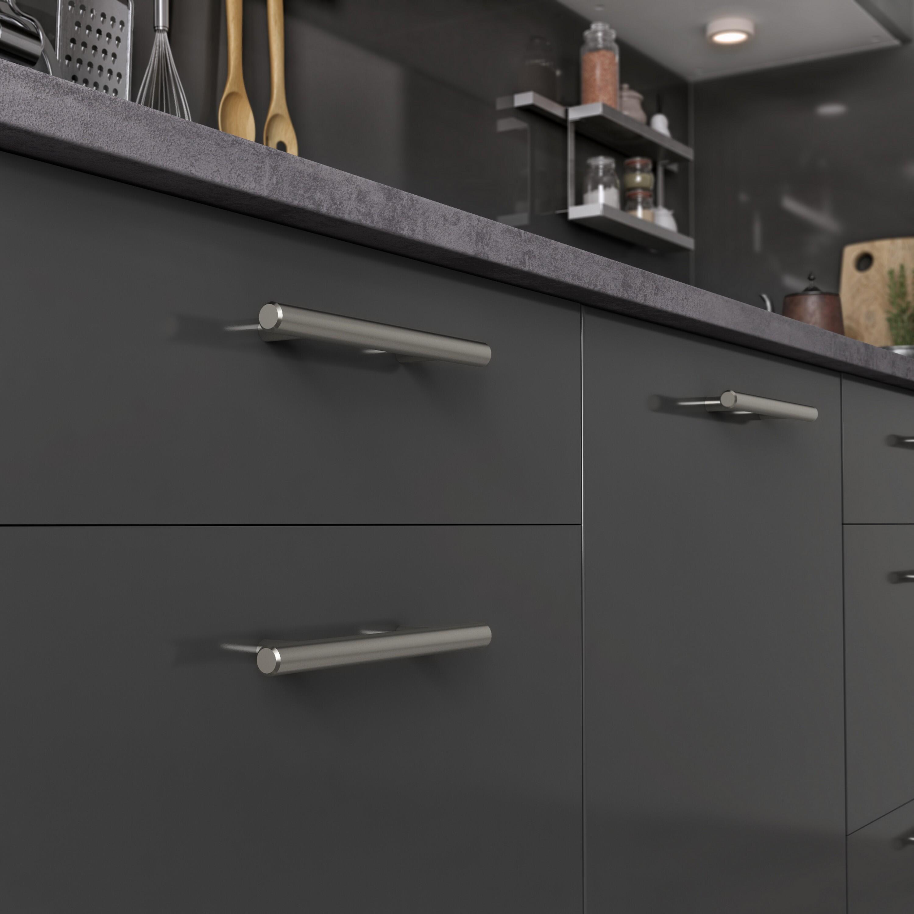 2 poignées de meuble, acier argent brossé, entraxe 96 mm - 4