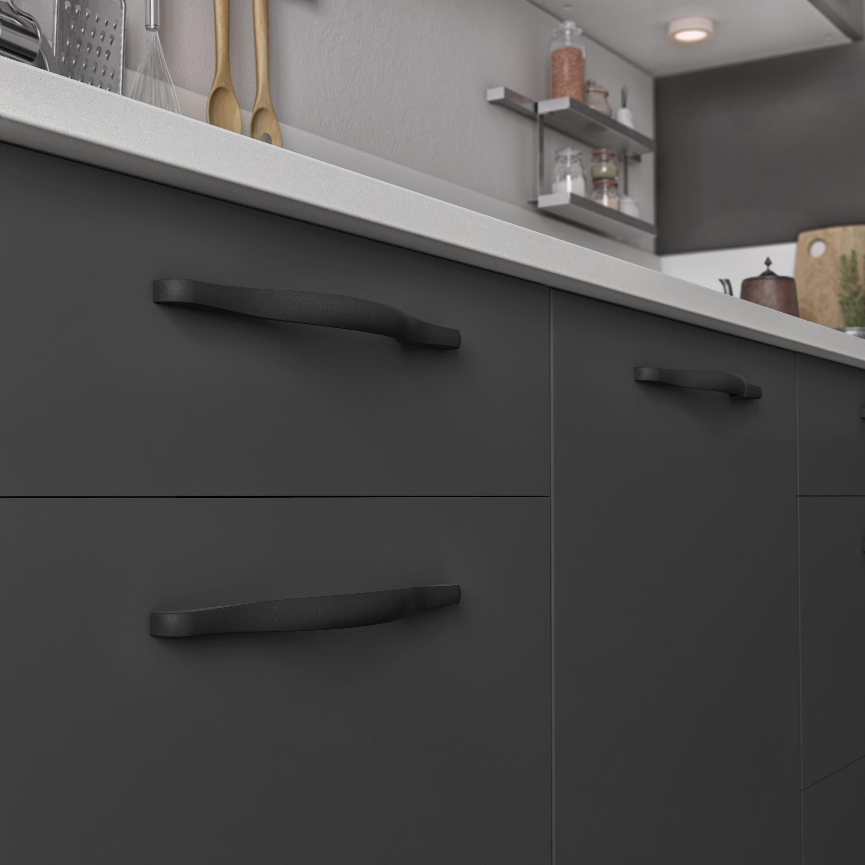 Lot de 2 poignées de cuisine Kea, zamak noir, entraxe 192 mm - 4