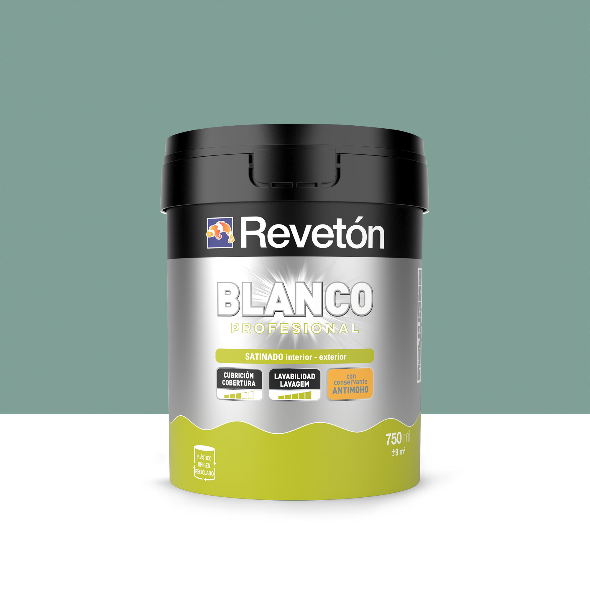 Pintura de interior color a tu gusto revetón color verde laurel intenso oscuro satinado 750ml para paredes y techos