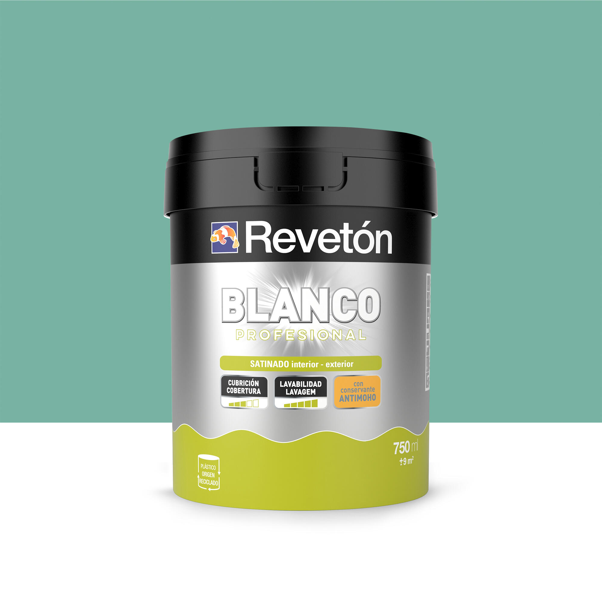 Pintura de interior color a tu gusto revetón color verde laurel medio luminoso satinado 750ml para paredes