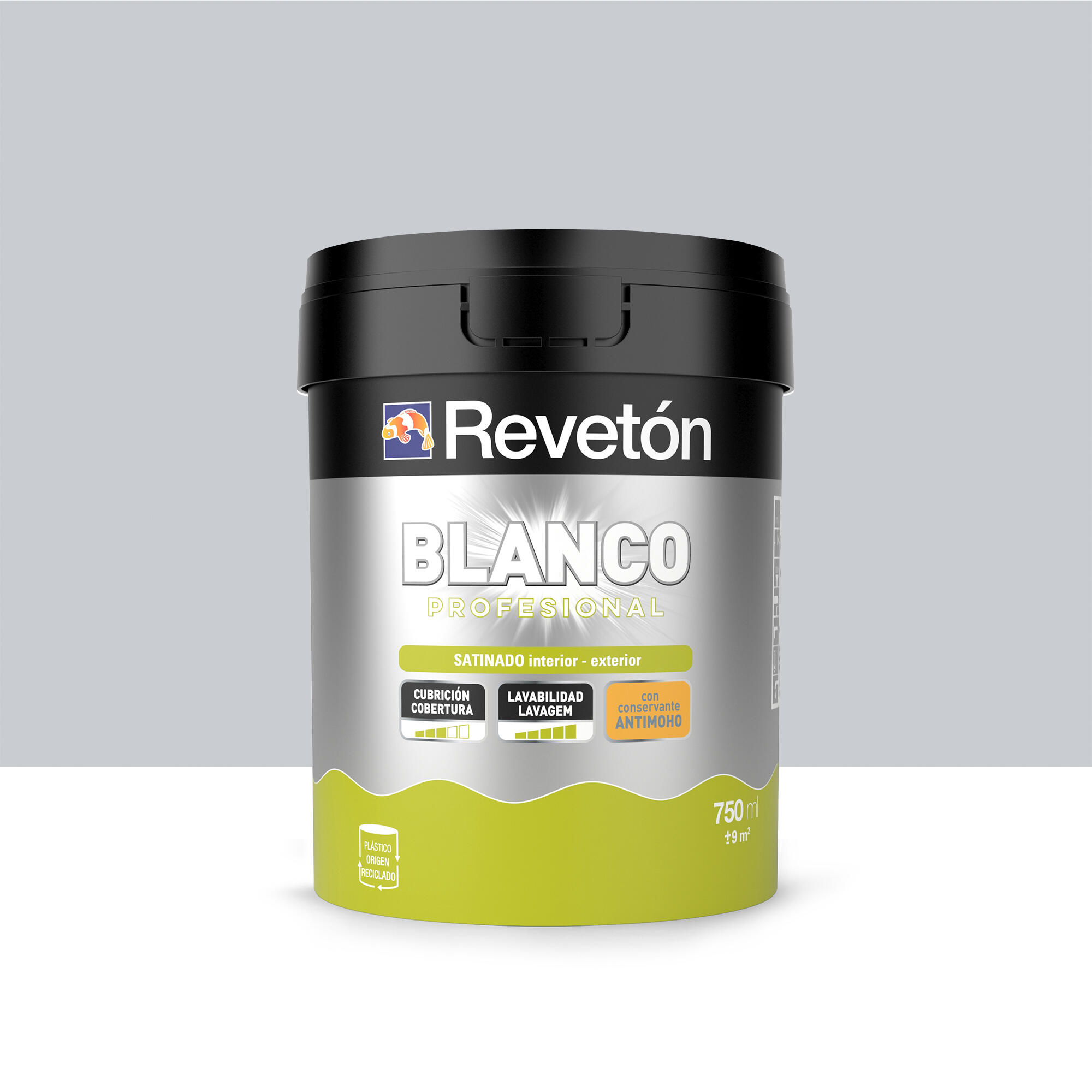 Pintura de interior color a tu gusto revetón color neutro gris acero medio luminoso satinado 750ml para paredes