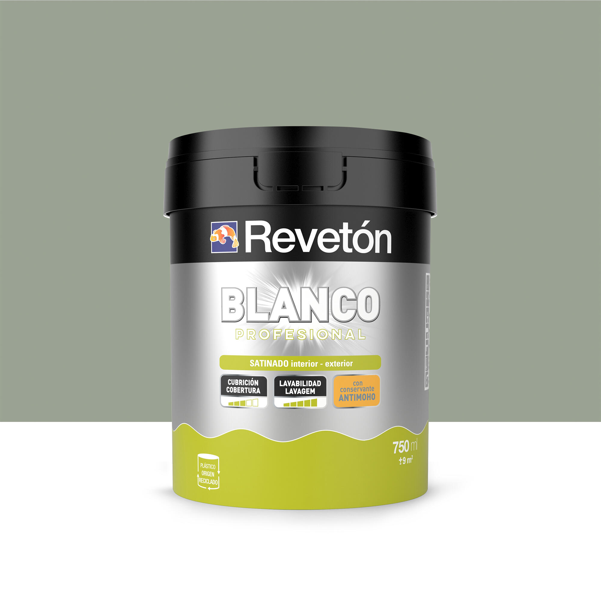 Pintura de interior color a tu gusto revetón color neutro verdoso muy intenso muy oscuro satinado 750ml para paredes