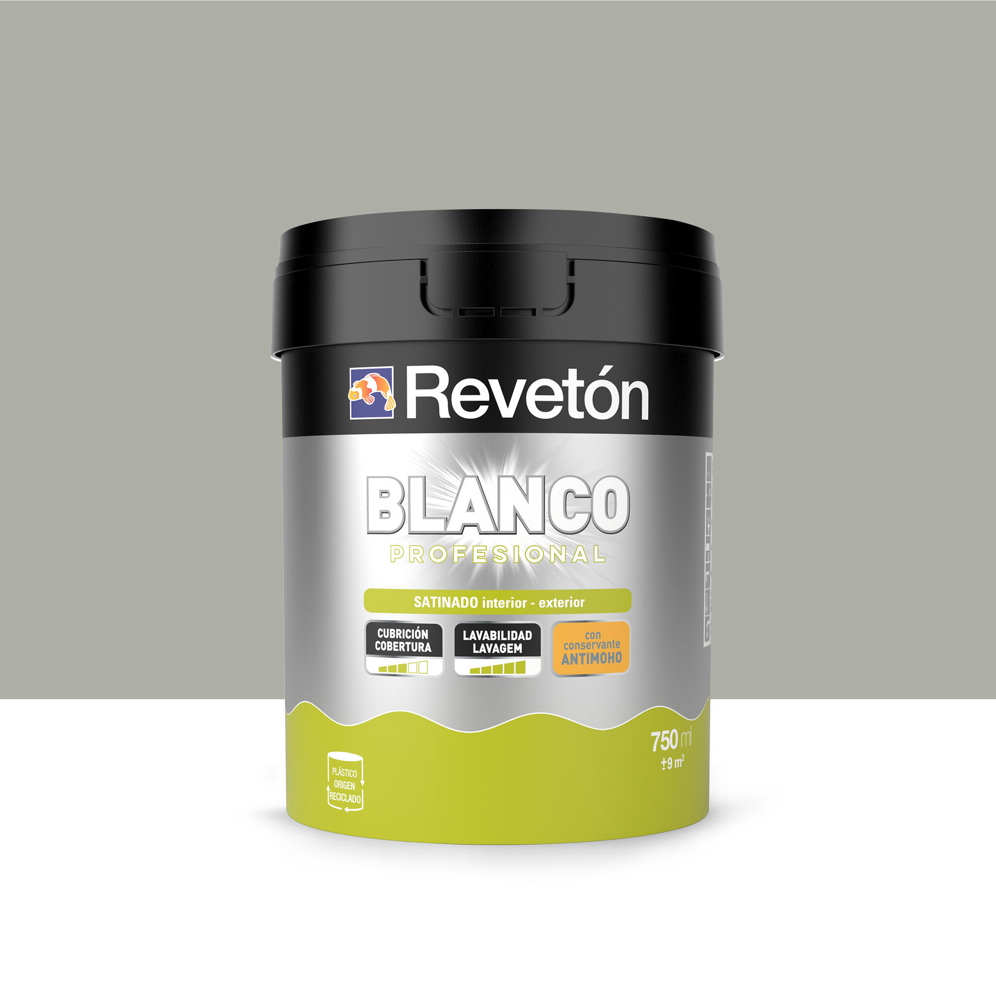 Pintura de interior color a tu gusto revetón color neutro verdoso muy intenso oscuro satinado 750ml para paredes y techos