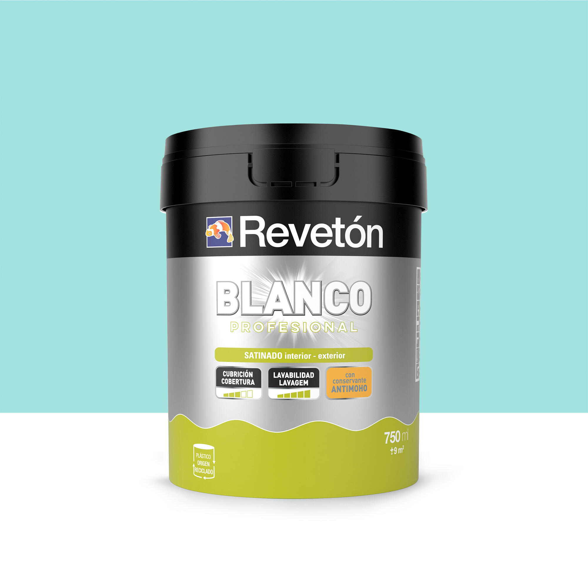 Pintura interior satinado reveton blanco pro 0.75l 1020-b50g turquesa luminoso