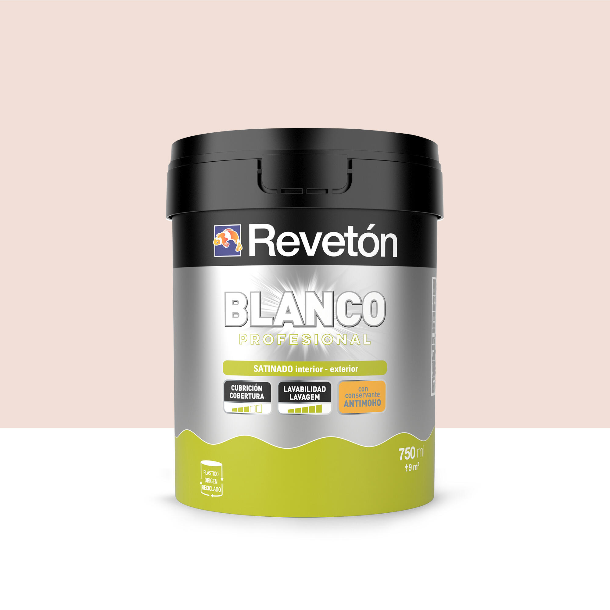 Pintura de interior color a tu gusto revetón color nude suave empolvado satinado 750ml para paredes y techos