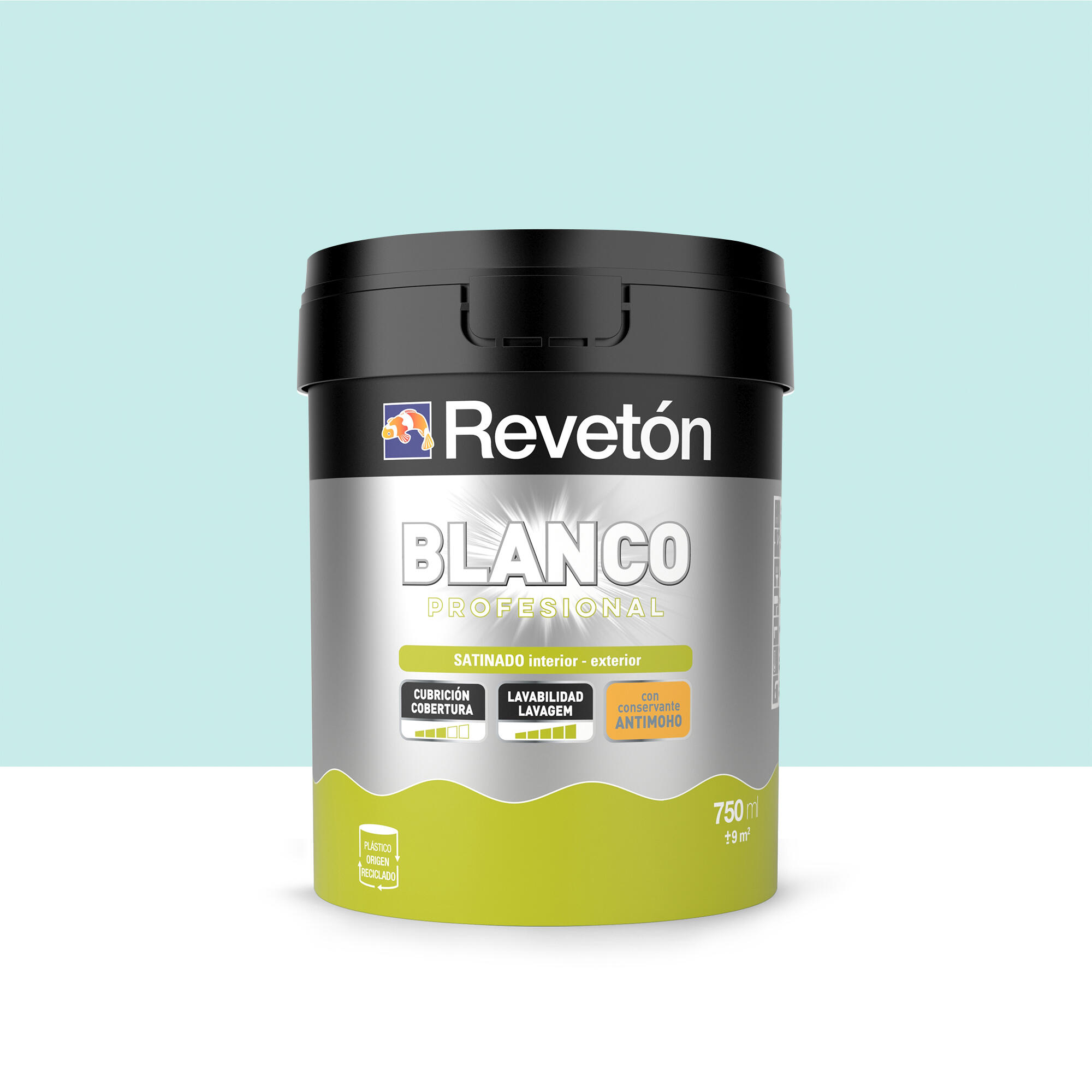 Pintura interior satinado reveton blanco pro 0.75l 1010-b50g turquesa luminoso
