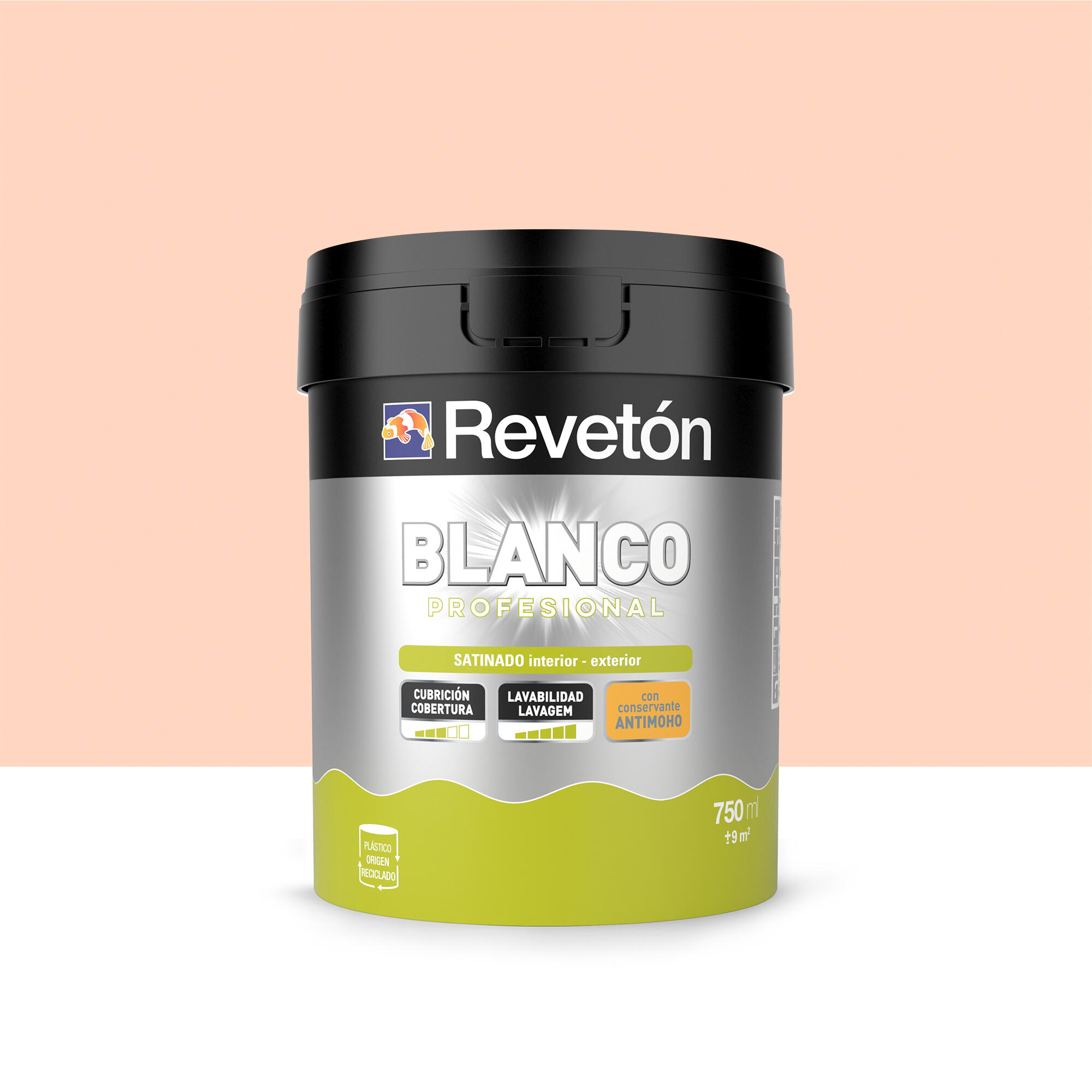 Pintura de interior color a tu gusto revetón color salmón suave empolvado satinado 750ml para paredes y techos