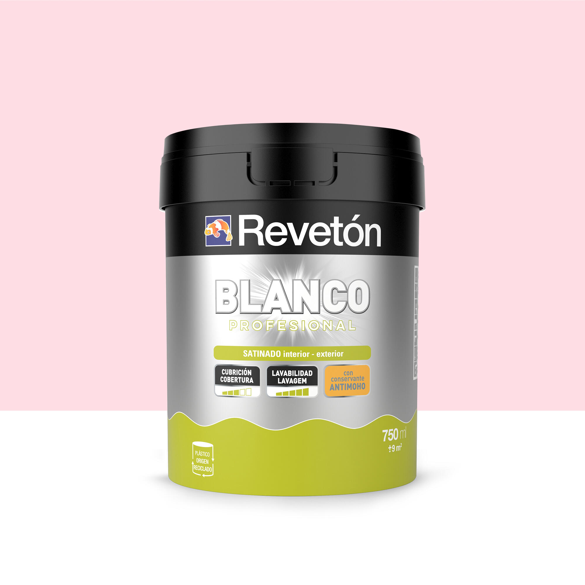 Pintura interior satinado reveton blanco pro 0.75l 0520-r20b rosa luminoso