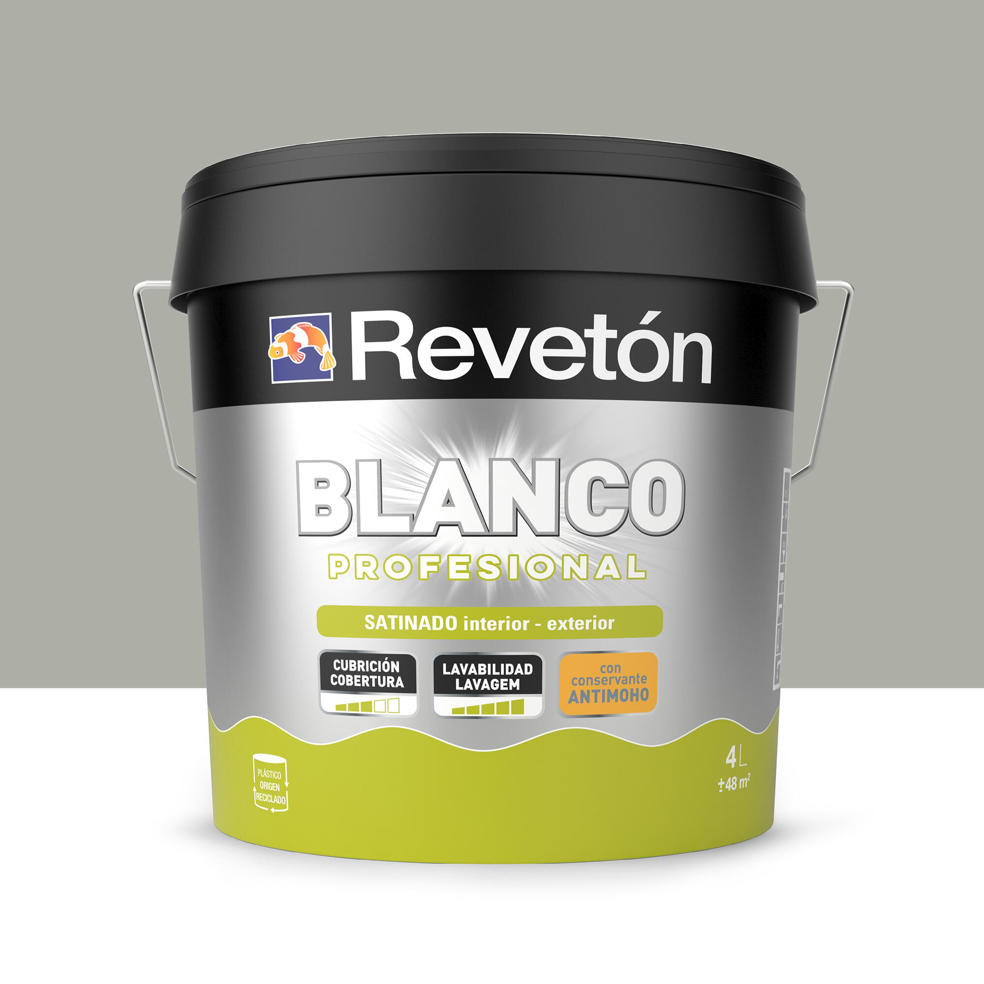 Pintura de interior color a tu gusto revetón color neutro verdoso muy intenso oscuro satinado 4l para paredes y techos