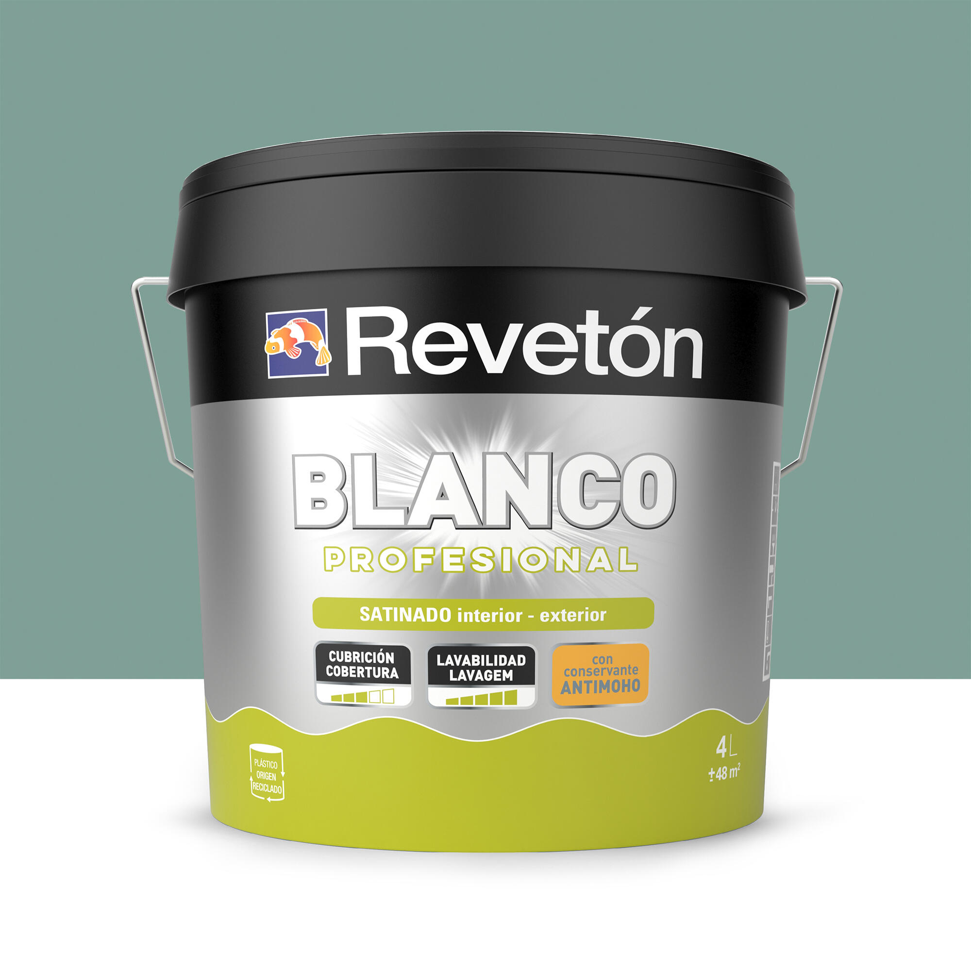 Pintura interior satinado reveton pro 4l 4010-b90g verde laurel oscuro