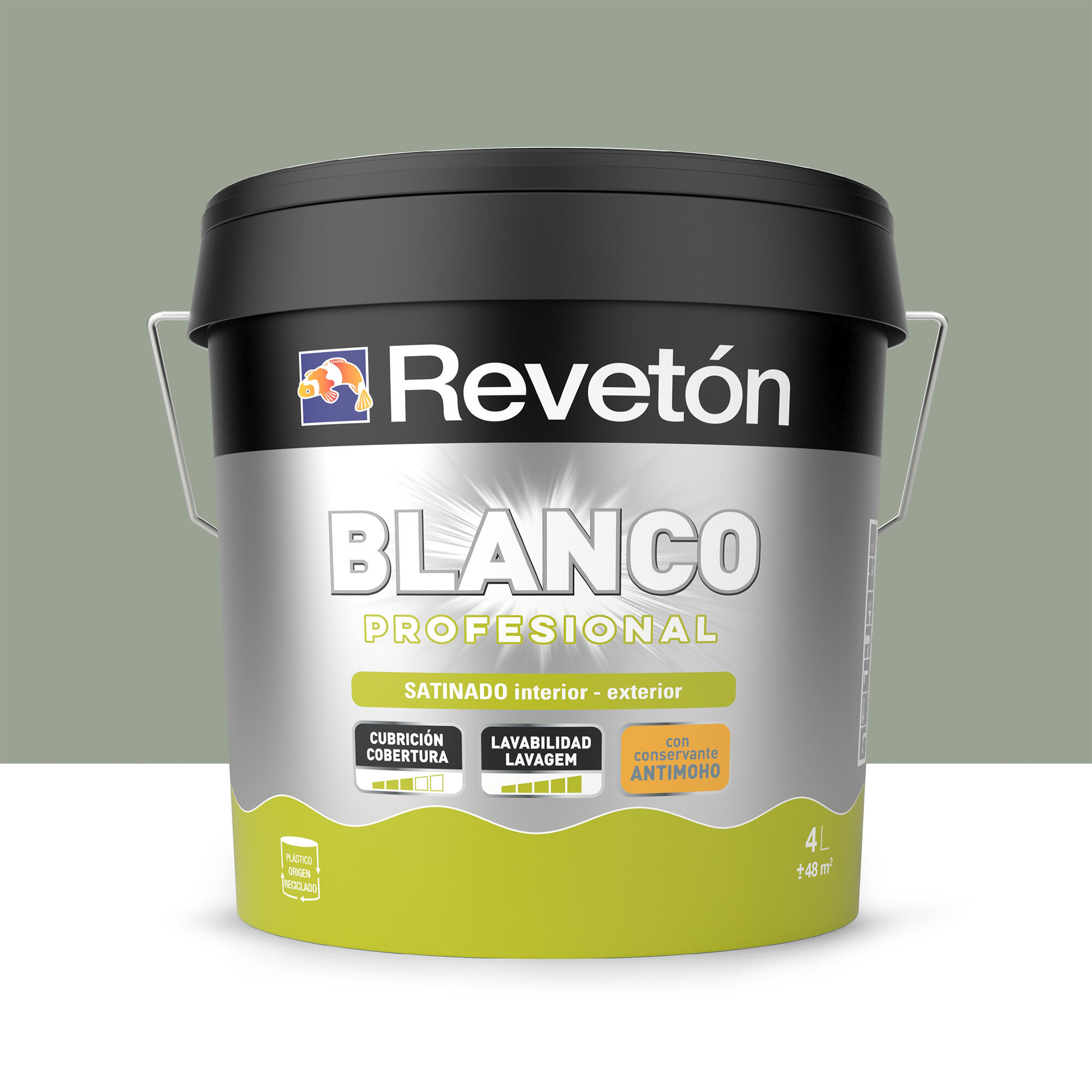 Pintura interior satinado reveton pro 4l 4005-g50y neutro verdoso muy oscuro