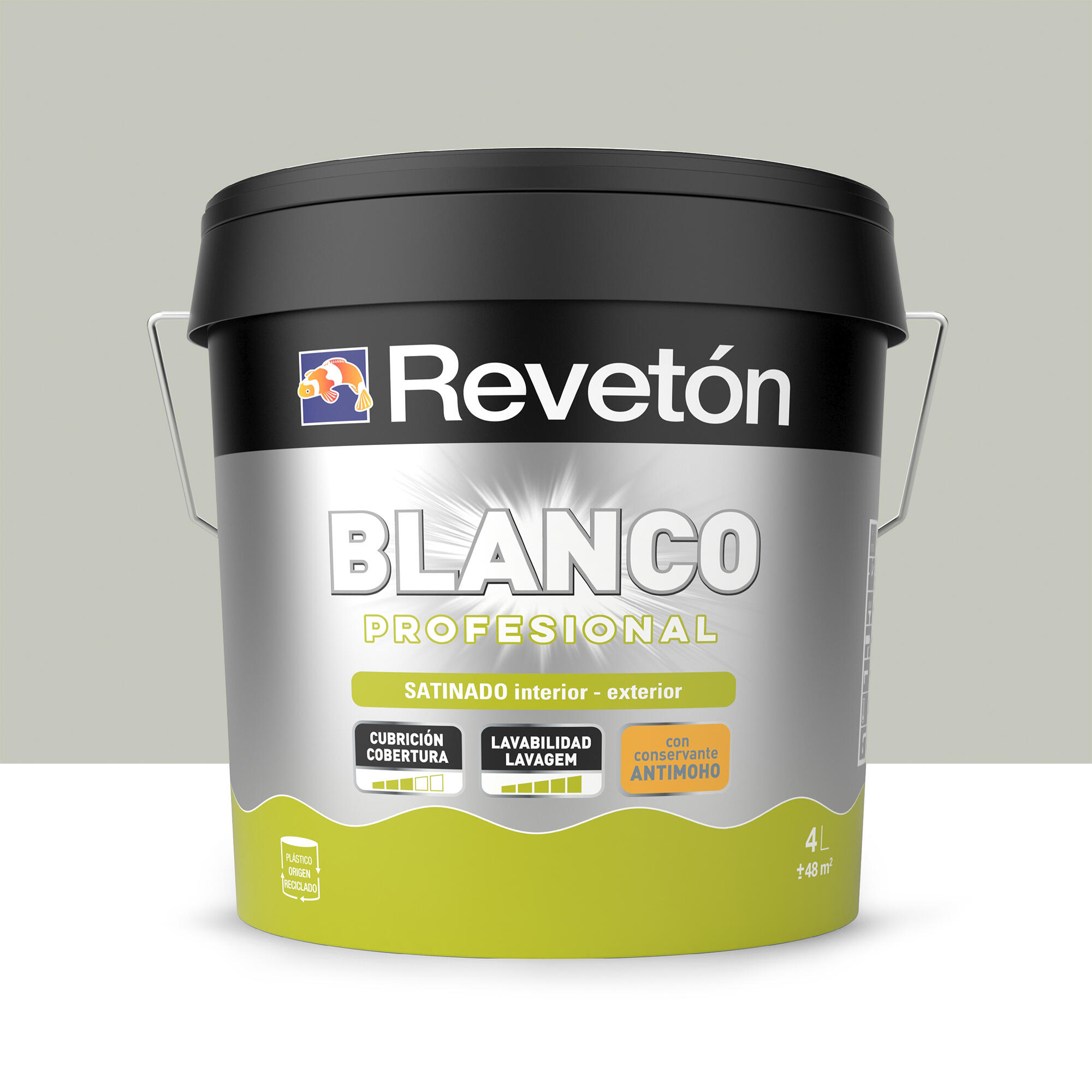 Pintura de interior color a tu gusto revetón color neutro verdoso intenso oscuro satinado 4l para paredes y techos