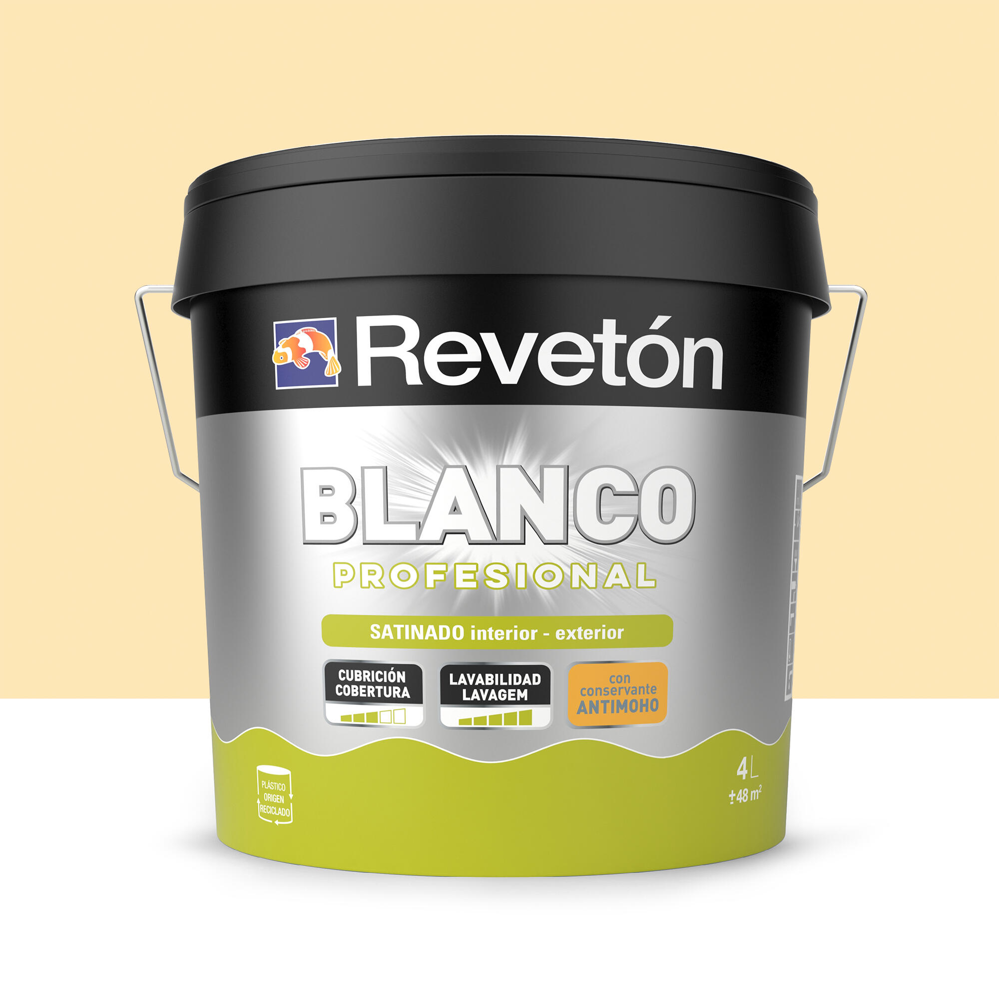 Pintura interior satinado reveton pro 4l 1015-y10r amarillo trigo luminoso