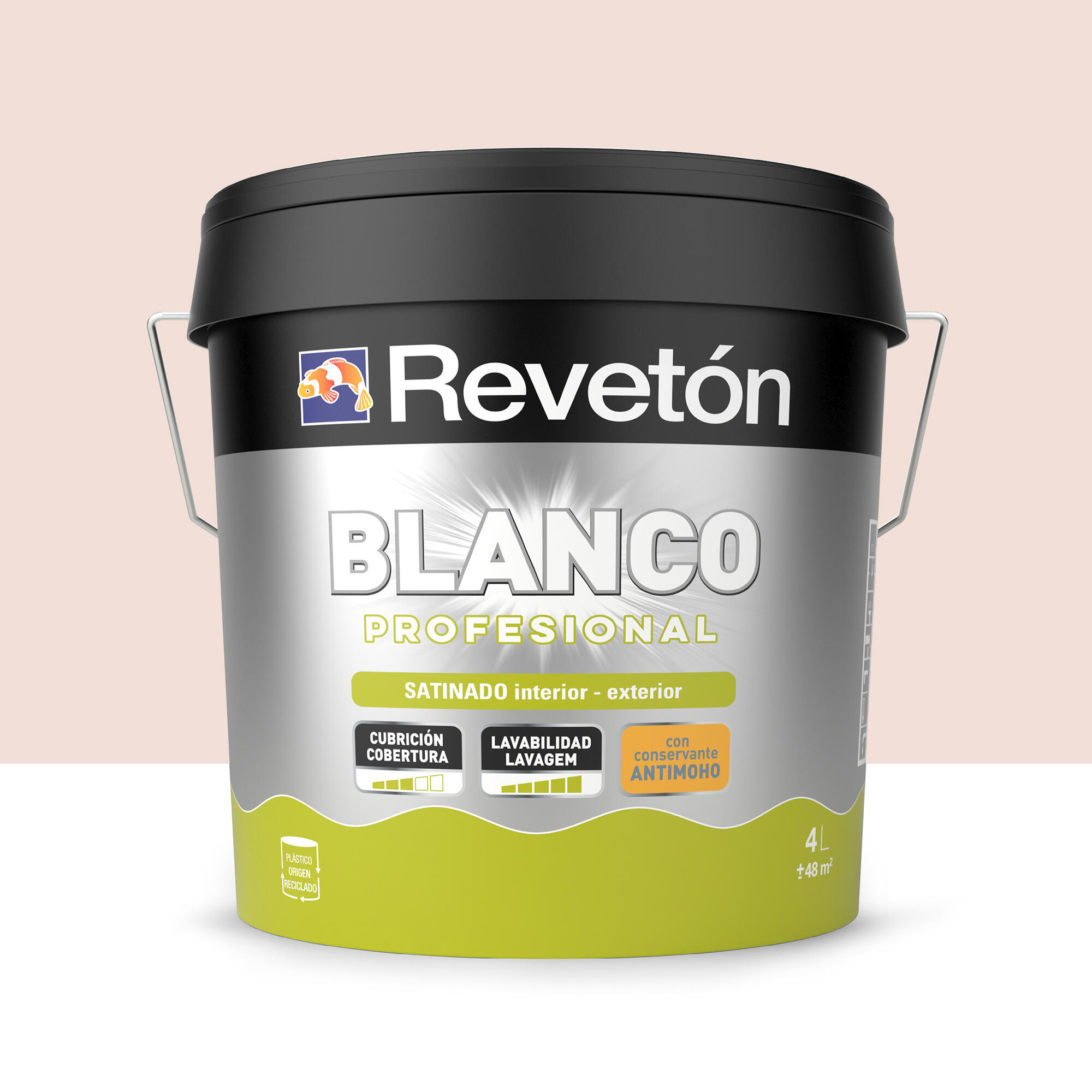 Pintura de interior color a tu gusto revetón color nude suave empolvado satinado 4l para paredes y techos